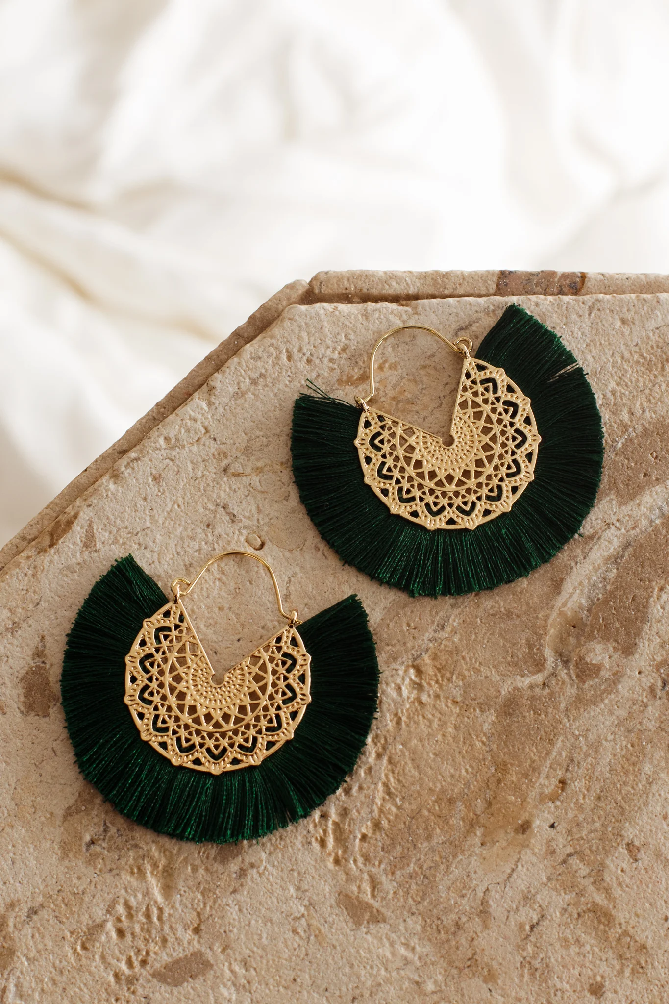 Bali Gold Filigree Fringing Earrings Forest - Sonourner