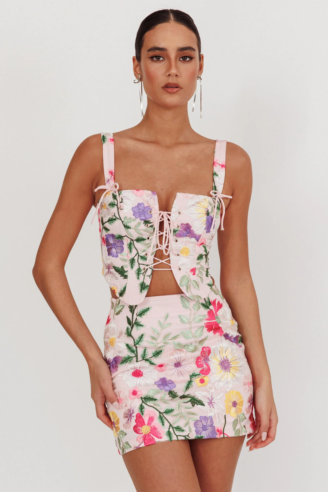 High Street Jacquard Mini Skirt Floral Multi - Sonourner