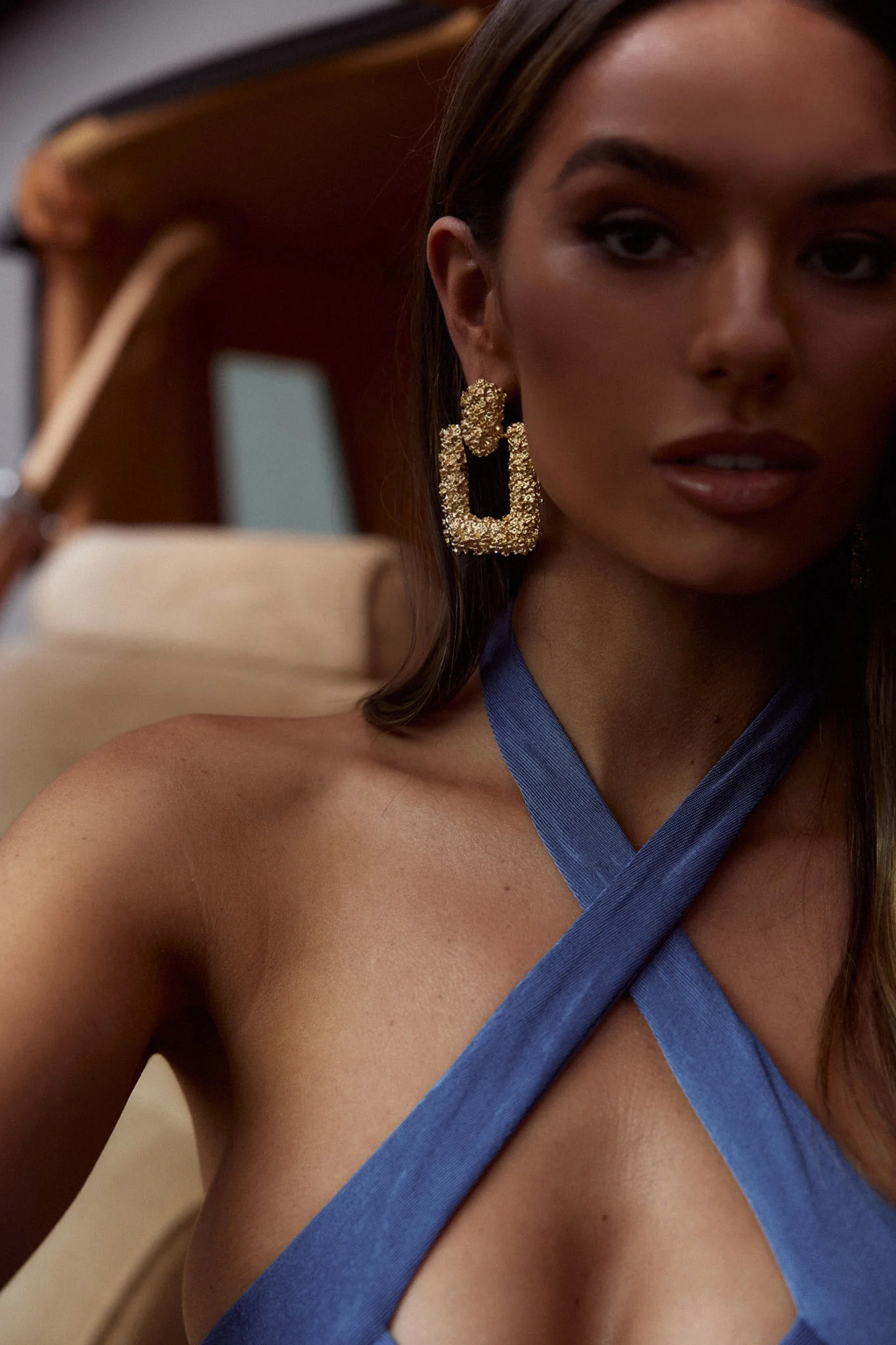 Rodeo Drive Square Textured Earrings Gold - Sonourner