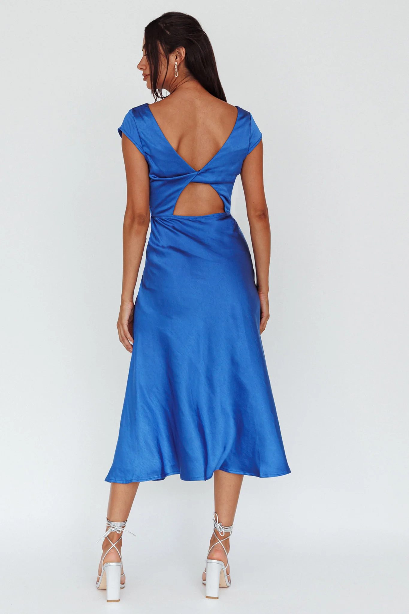 Lucinda Twist Back Midi Dress Navy - Sonourner