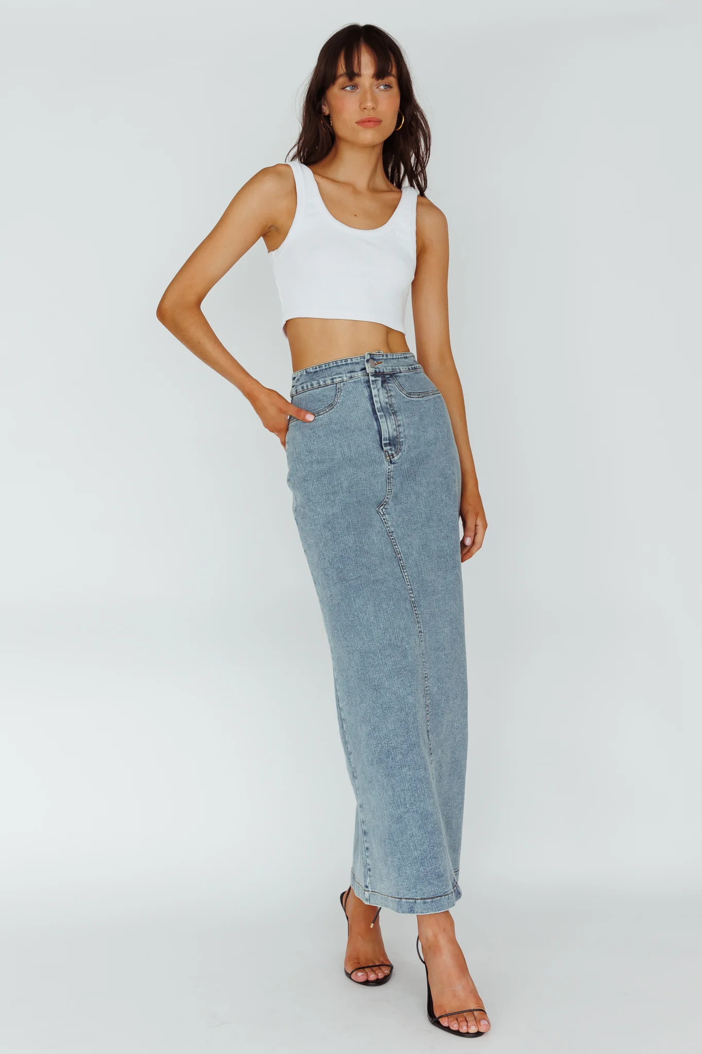 Sinead Denim Maxi Skirt Light Denim - Sonourner