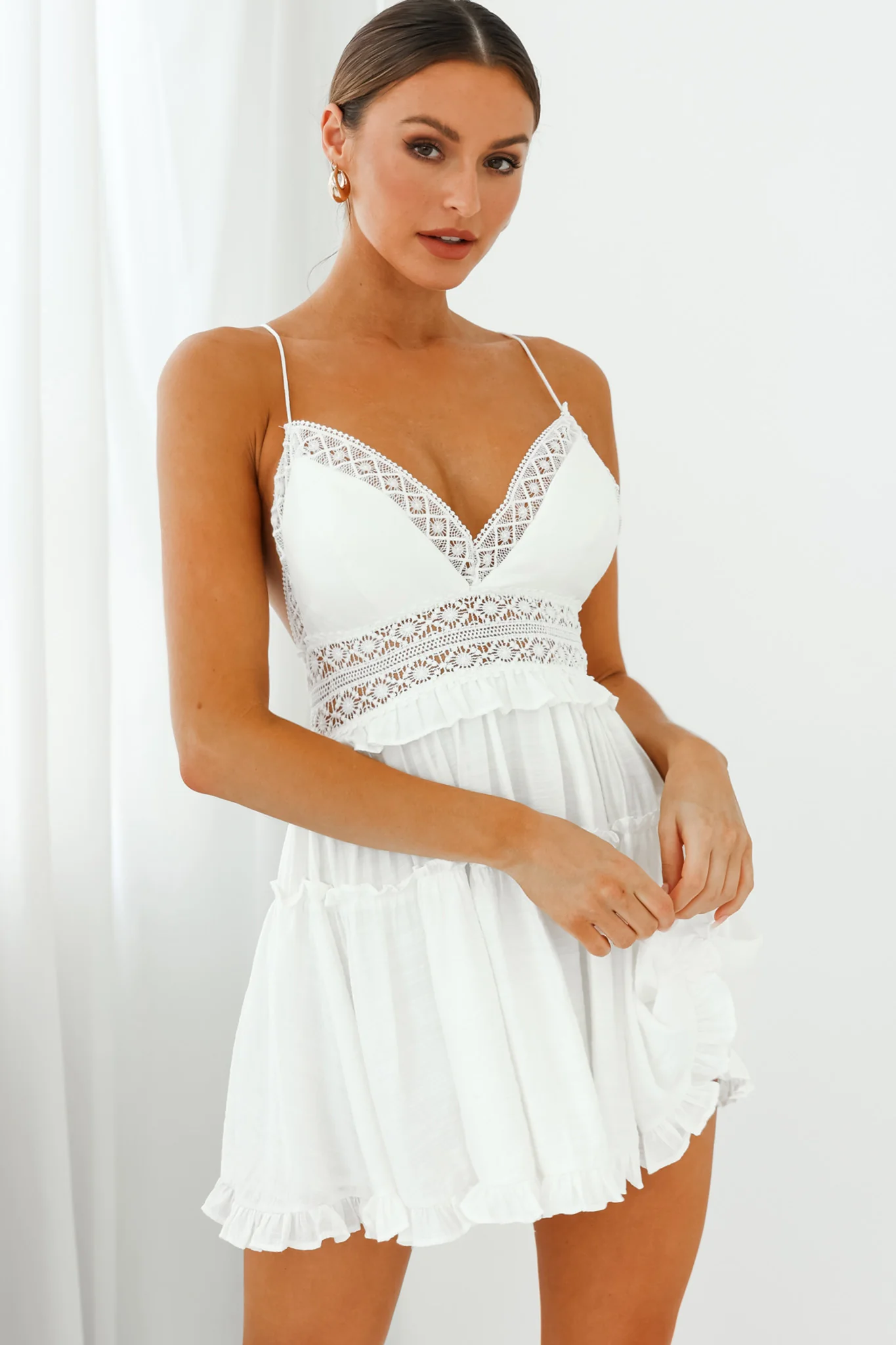 Desert Rose Crochet Tie-Up Back Sun Dress White - Sonourner