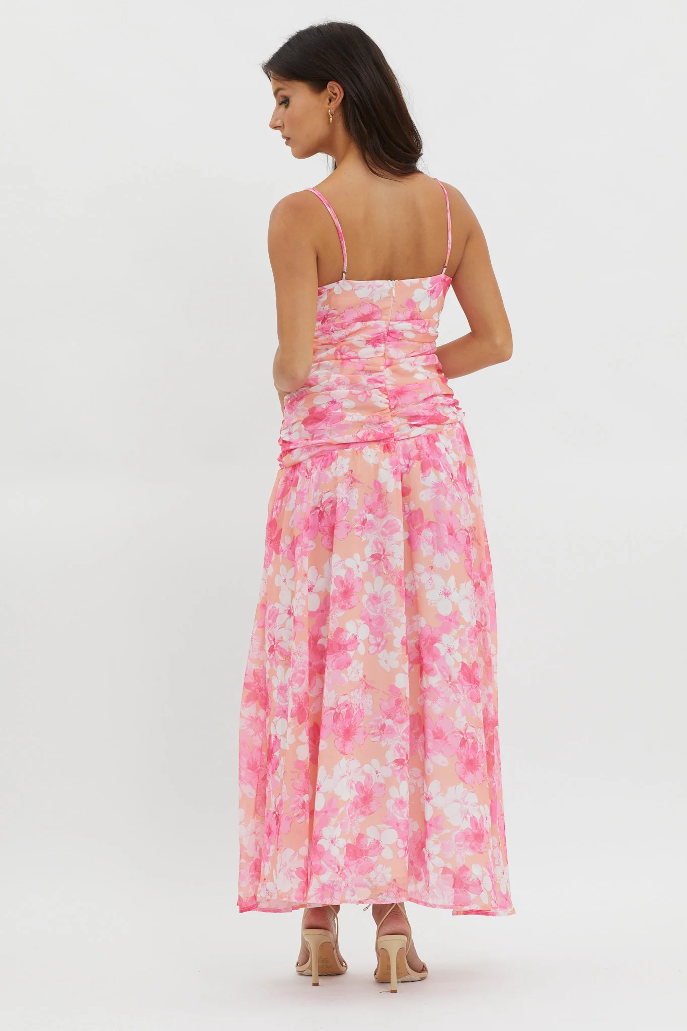 So Blessed Ruched Waist Maxi Dress Pink - Sonourner