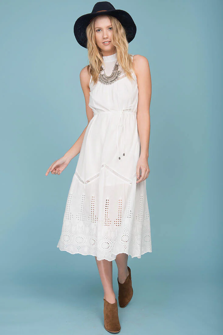 Bentley Chic Summer Midi Dress White - Sonourner
