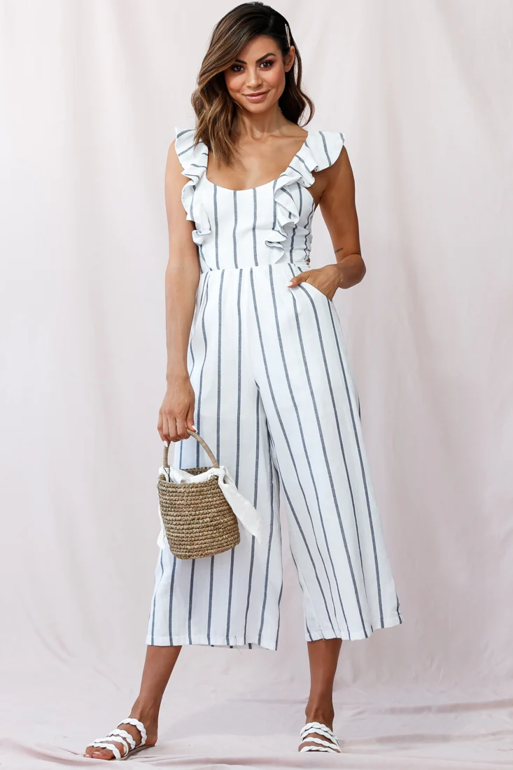 Poet Pinafore Lace-Up Jumpsuit White - Sonourner