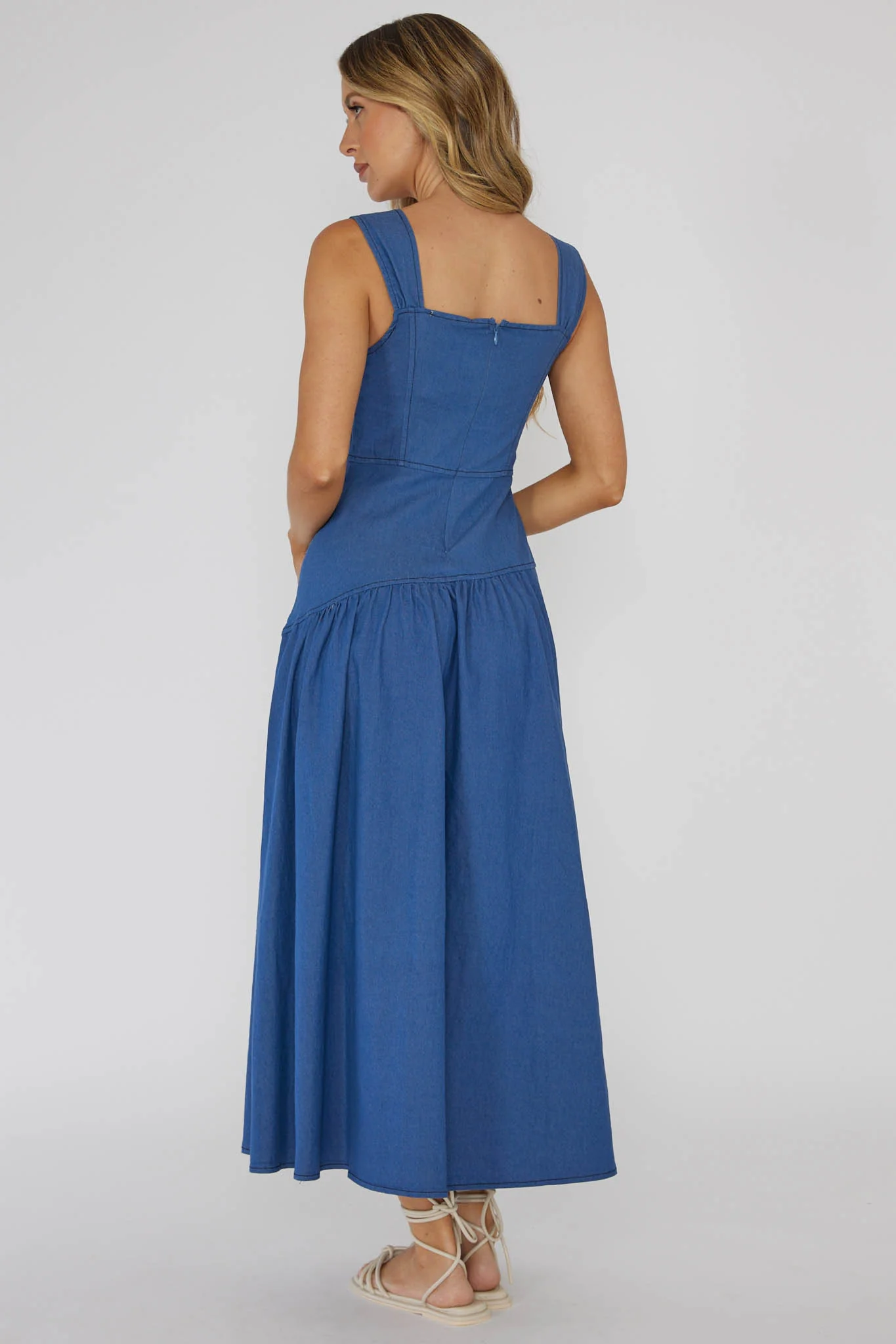 Pansy Flounce Hem Maxi Dress Blue - Sonourner