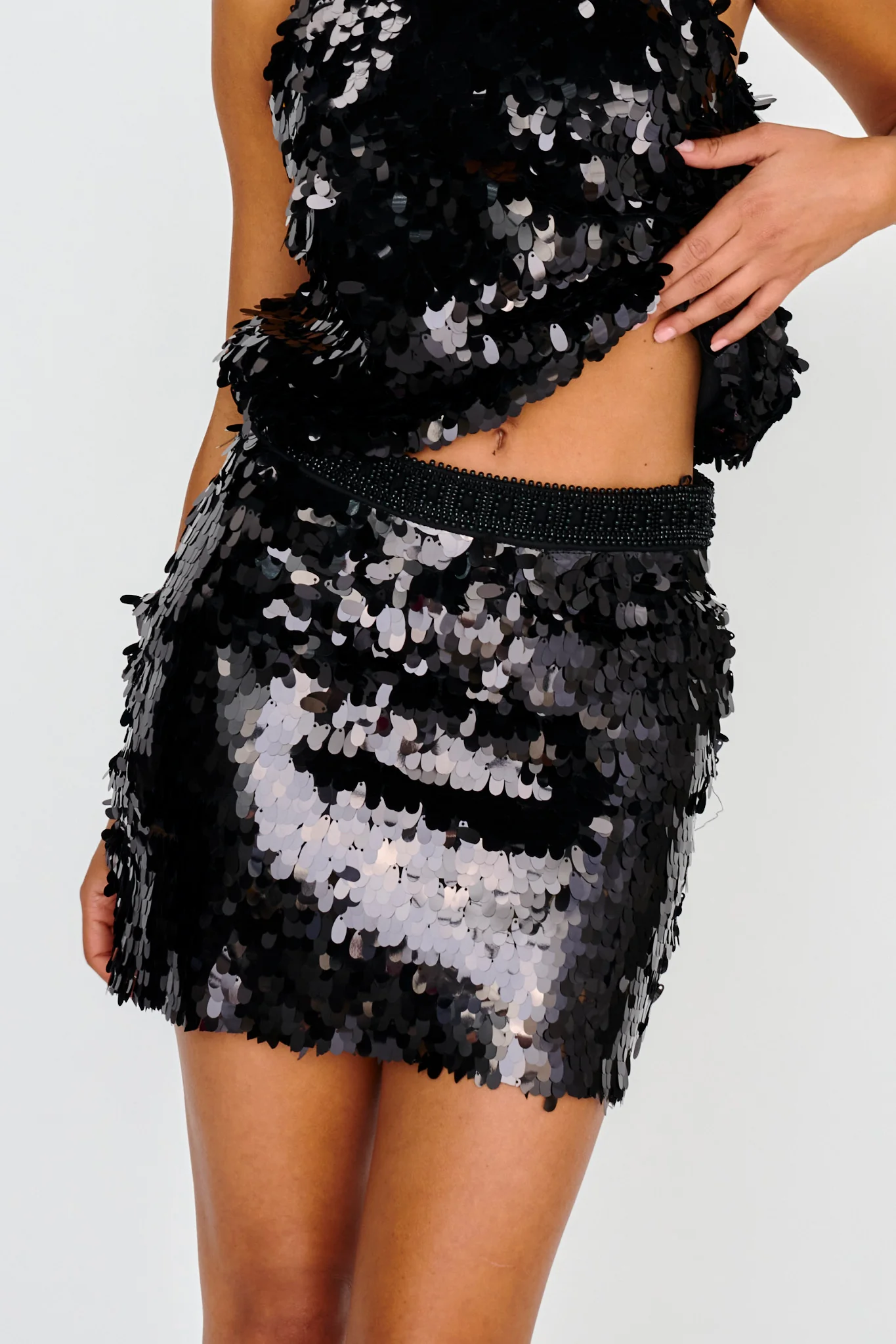 She's So LA  Sequin Mini Skirt Black - Sonourner
