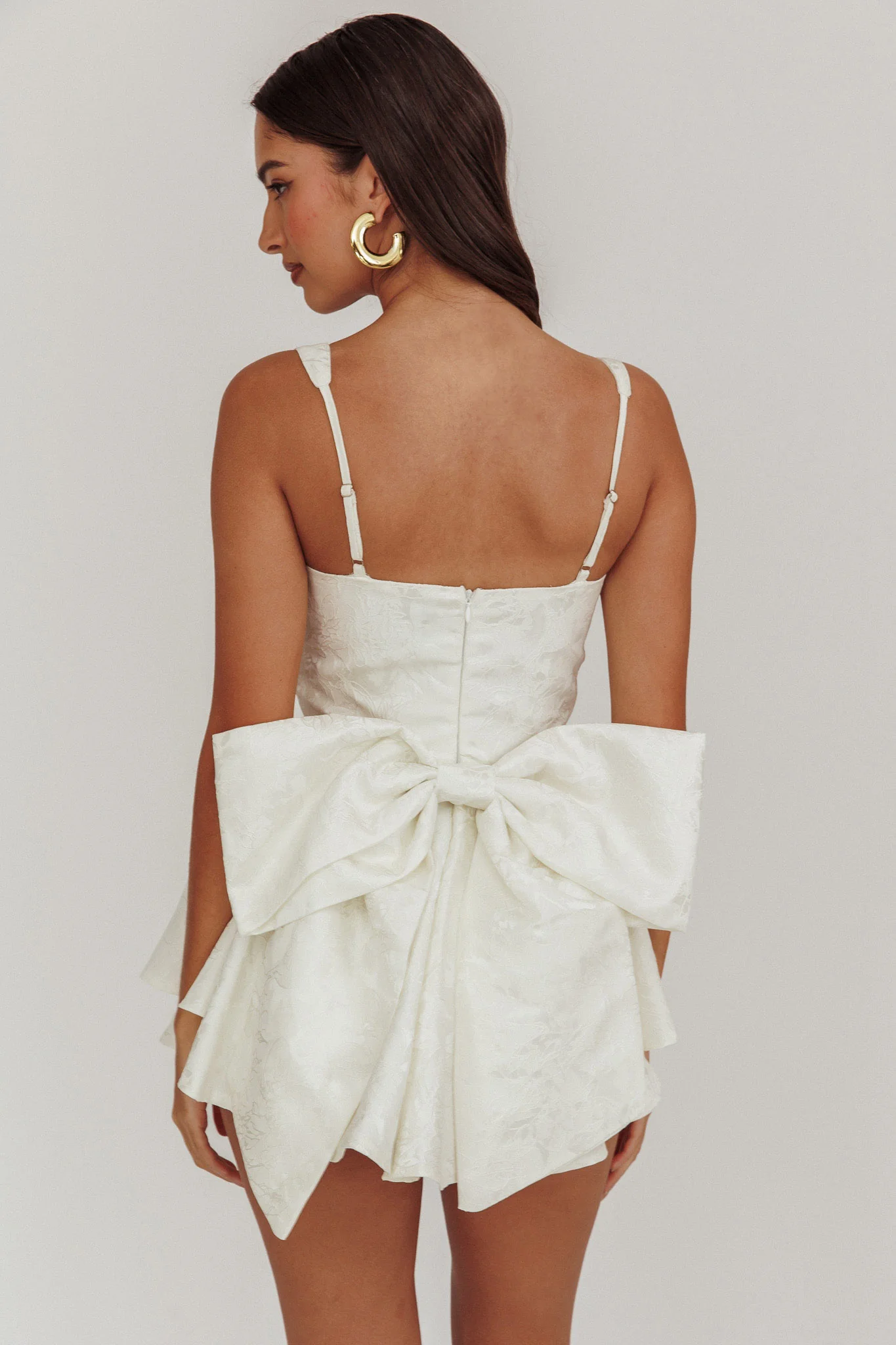 All To You Jacquard Bow Romper White - Sonourner