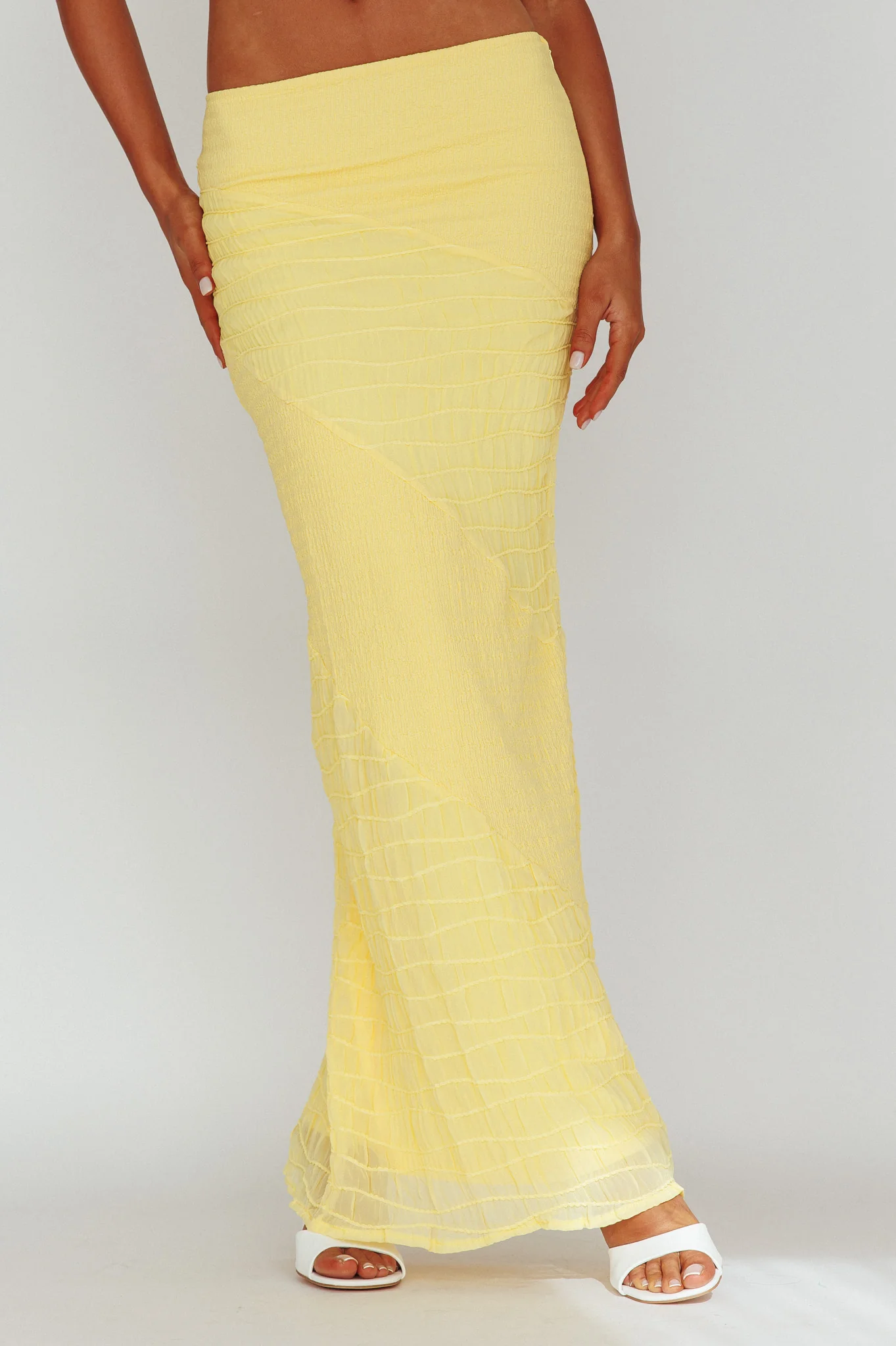 Bindi Puckered Midi Skirt Lemon - Sonourner