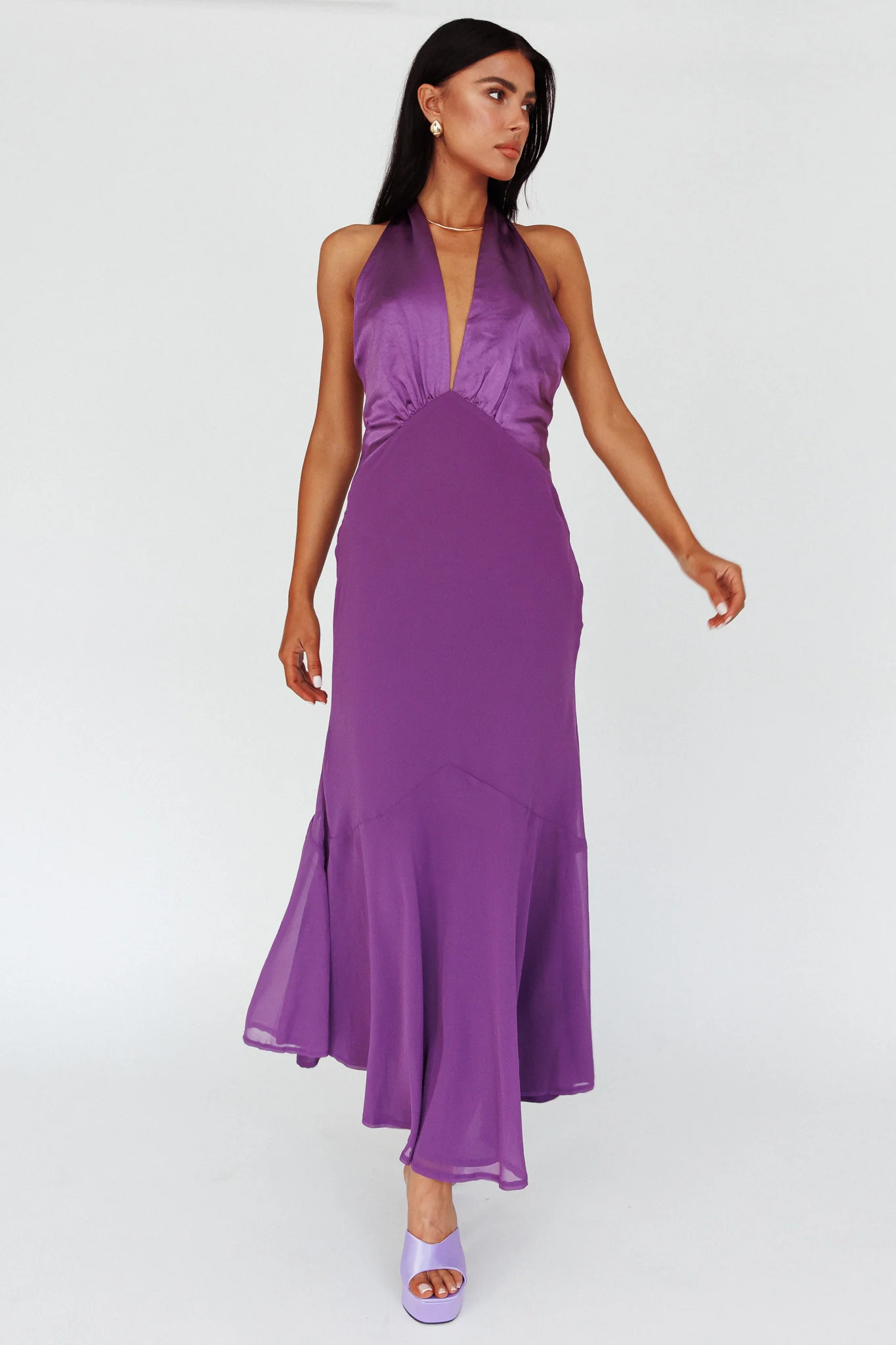 Vision Halterneck Midi Dress Violet - Sonourner