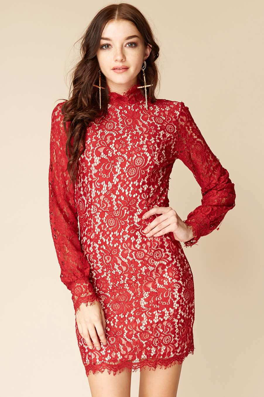 Becka Lace Dress Berry - Sonourner