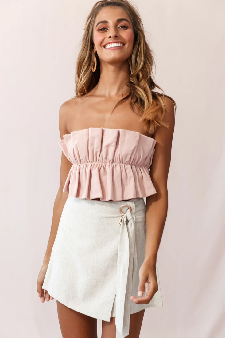 Thea Ruffle Crop Top Blush - Sonourner