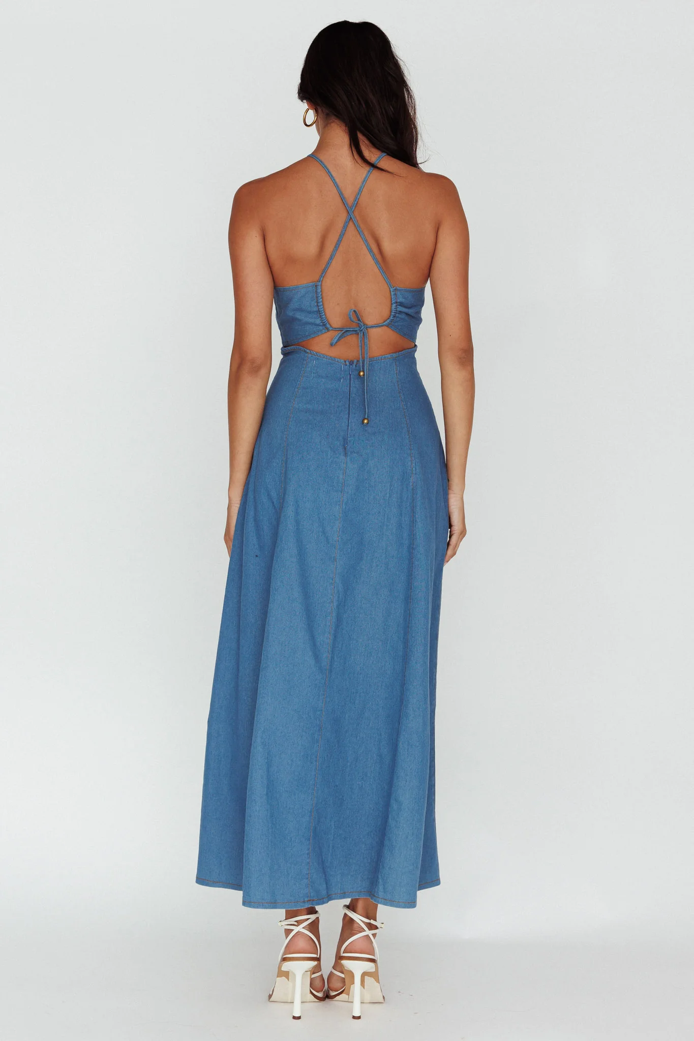 Leilana Halterneck Maxi Dress Denim - Sonourner