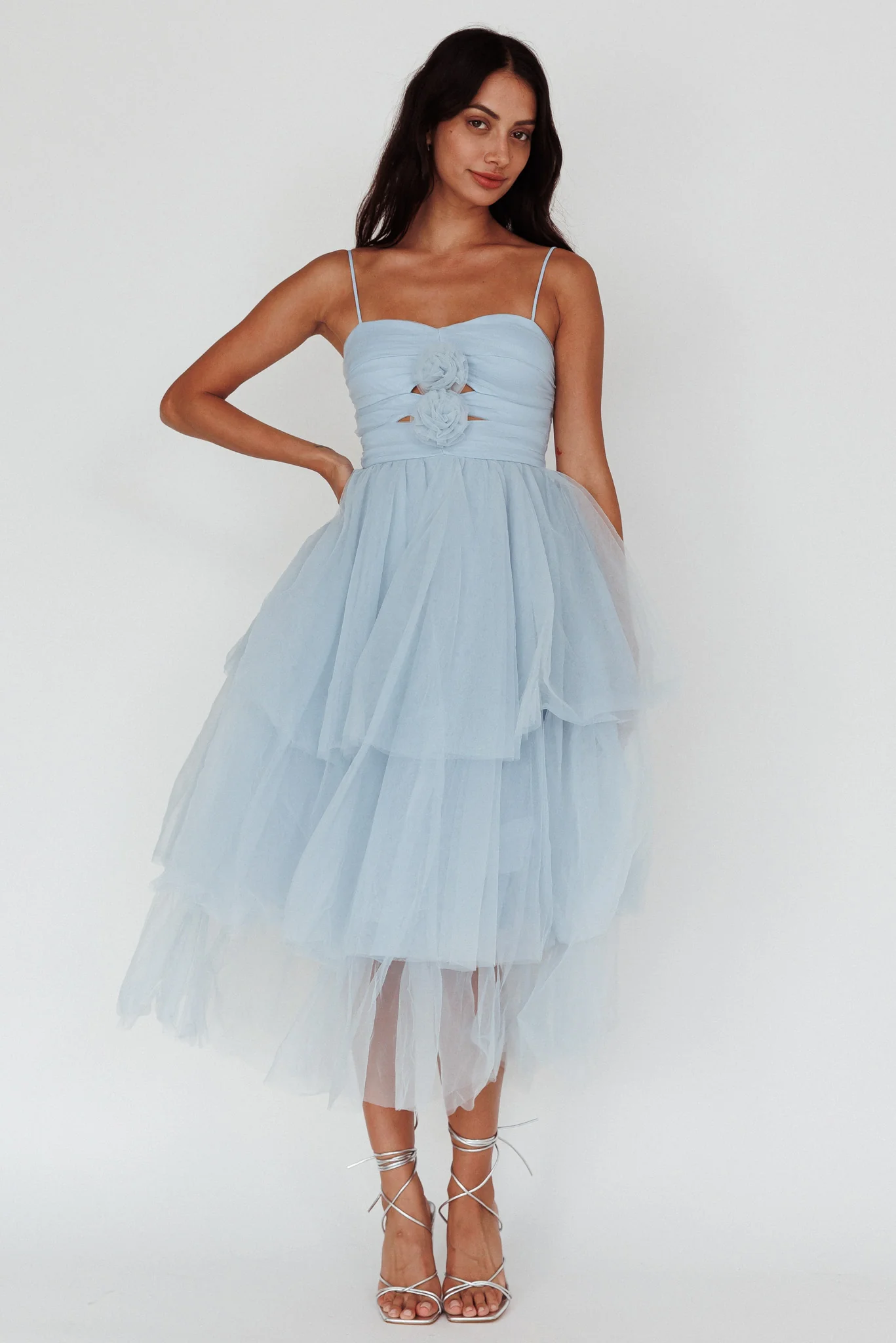 Seraphina Rose Bodice Tulle Midi Dress Baby Blue - Sonourner