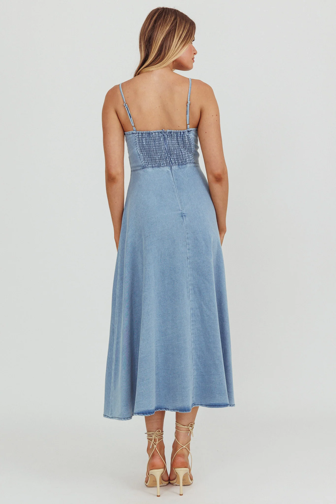 Comet A-Line Midi Dress Light Denim - Sonourner