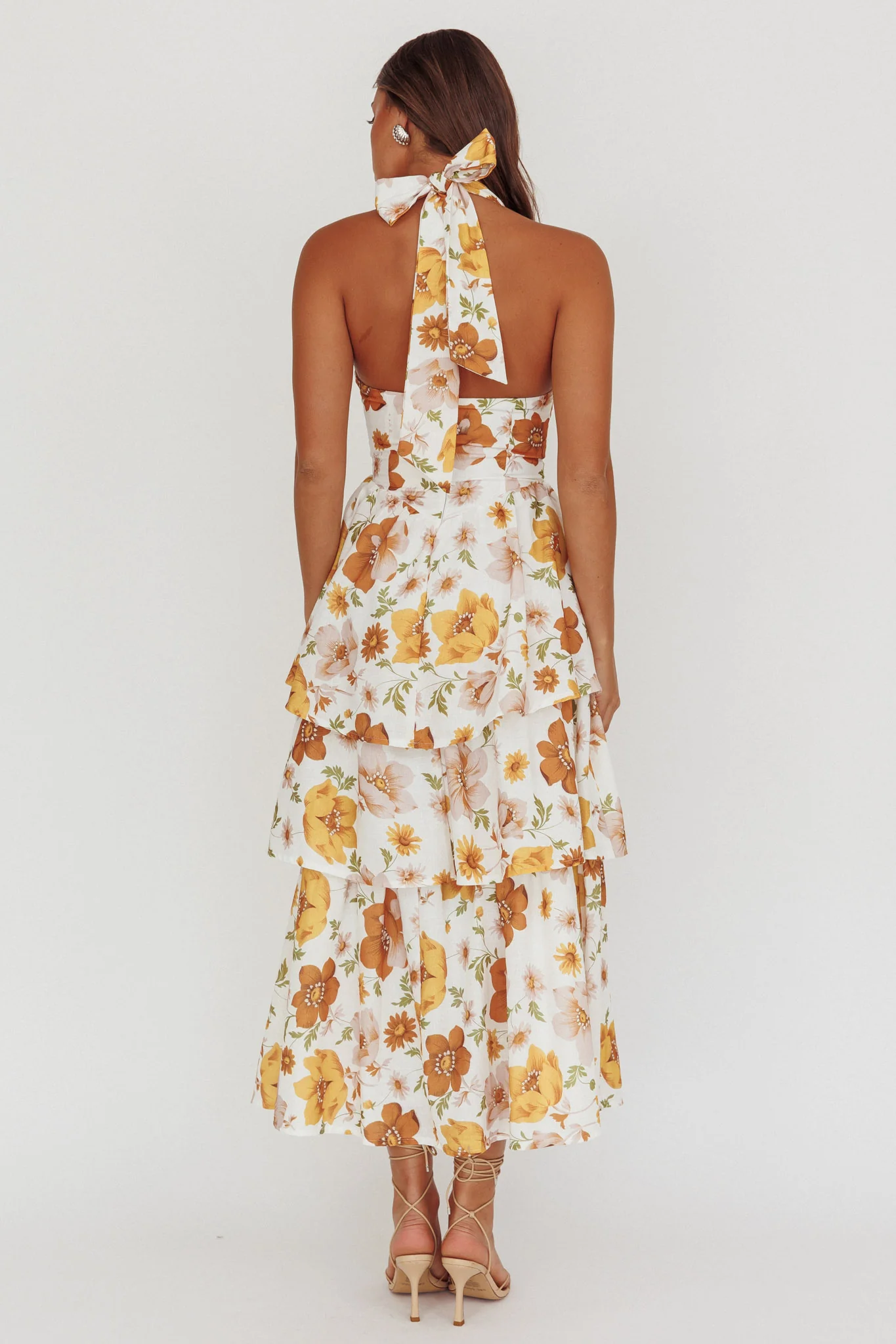 Shaya Tiered Ruffle Maxi Dress Floral Yellow - Sonourner