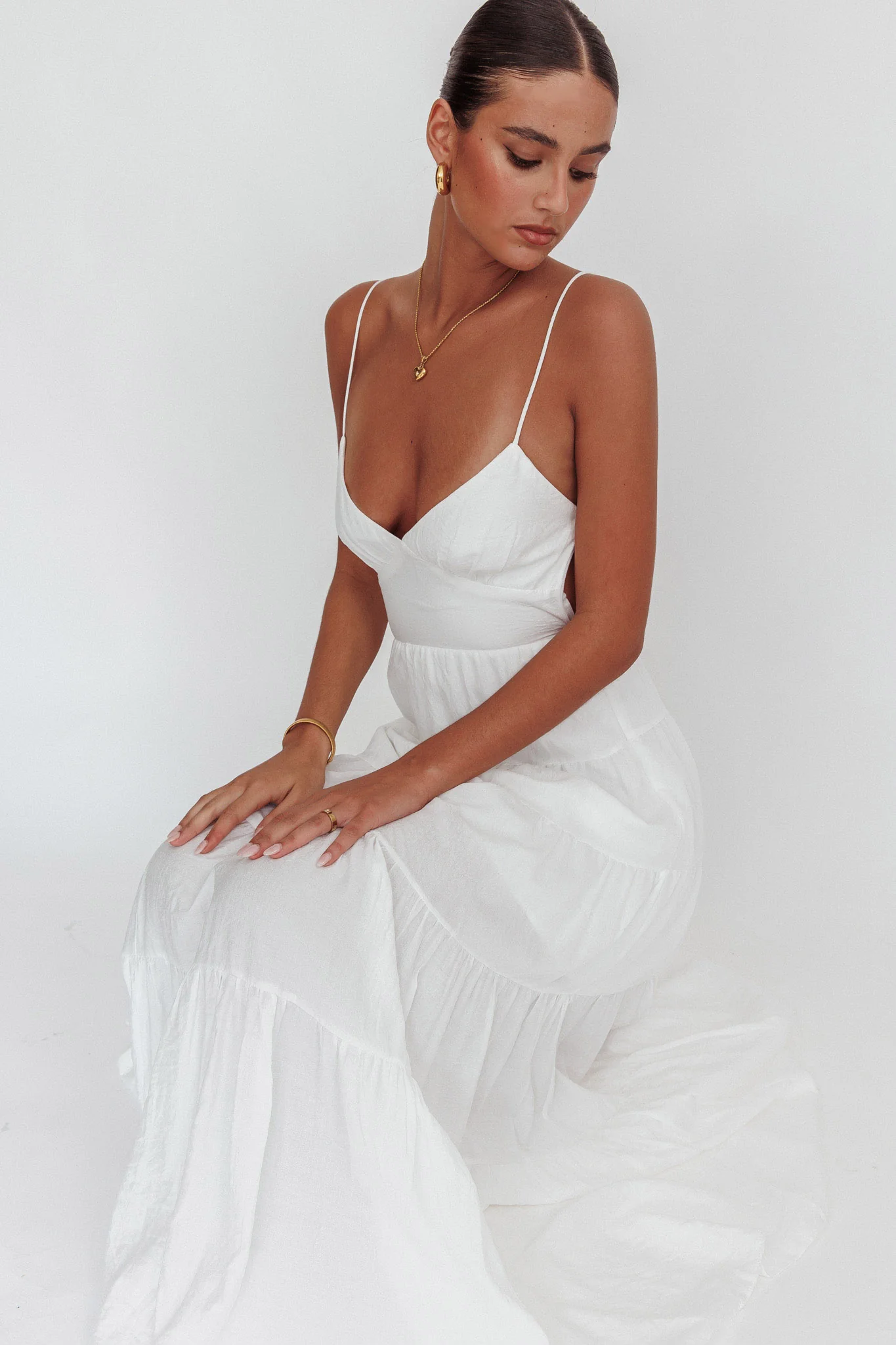 Main Attraction Cami Strap Maxi Dress White - Sonourner