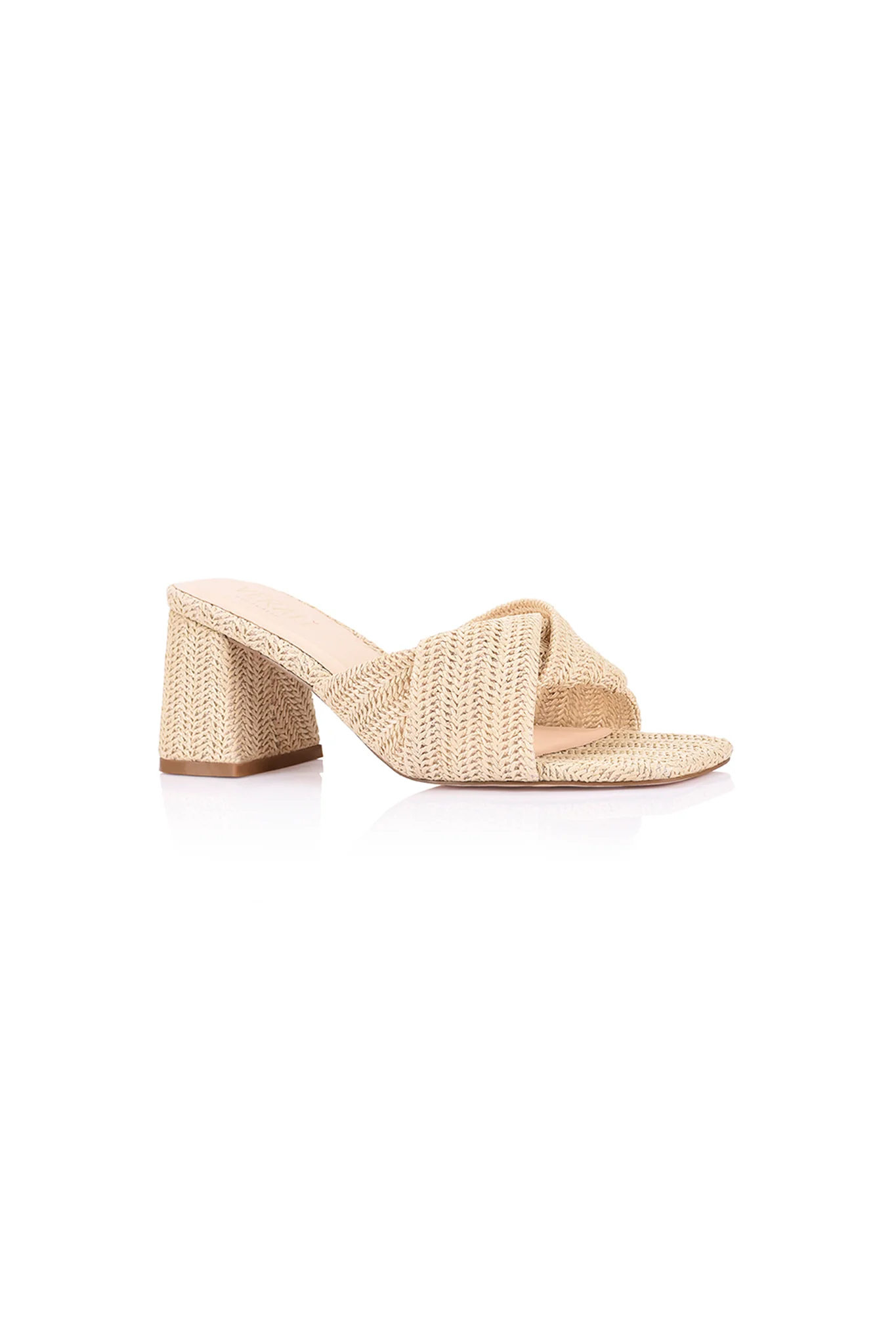 VERALi Stella Block Heel Mules Natural Raffia - Sonourner