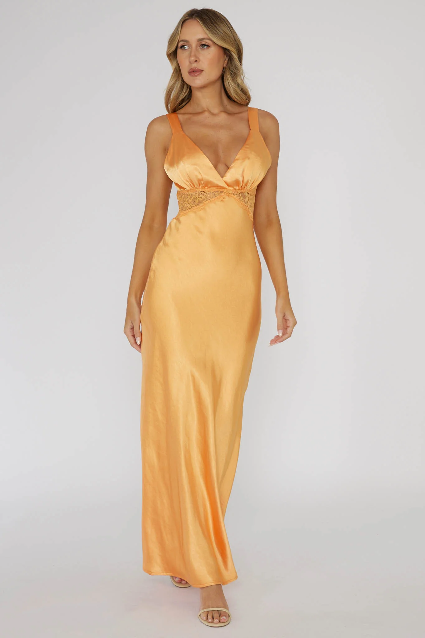 One Heart Lace Insert Maxi Dress Mango - Sonourner