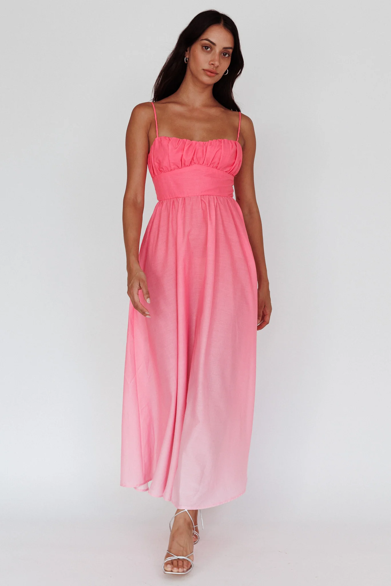 Clarabelle Gathered Bust Maxi Dress Gradient Pink - Sonourner