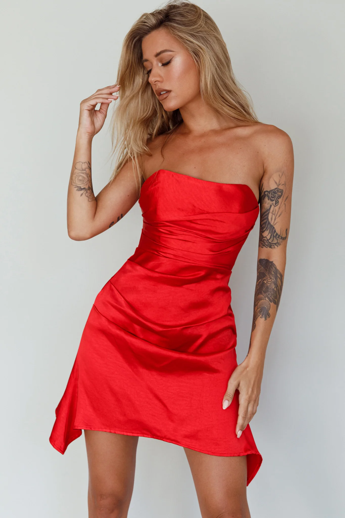 Tamia Strapless Mini Dress Cherry - Sonourner