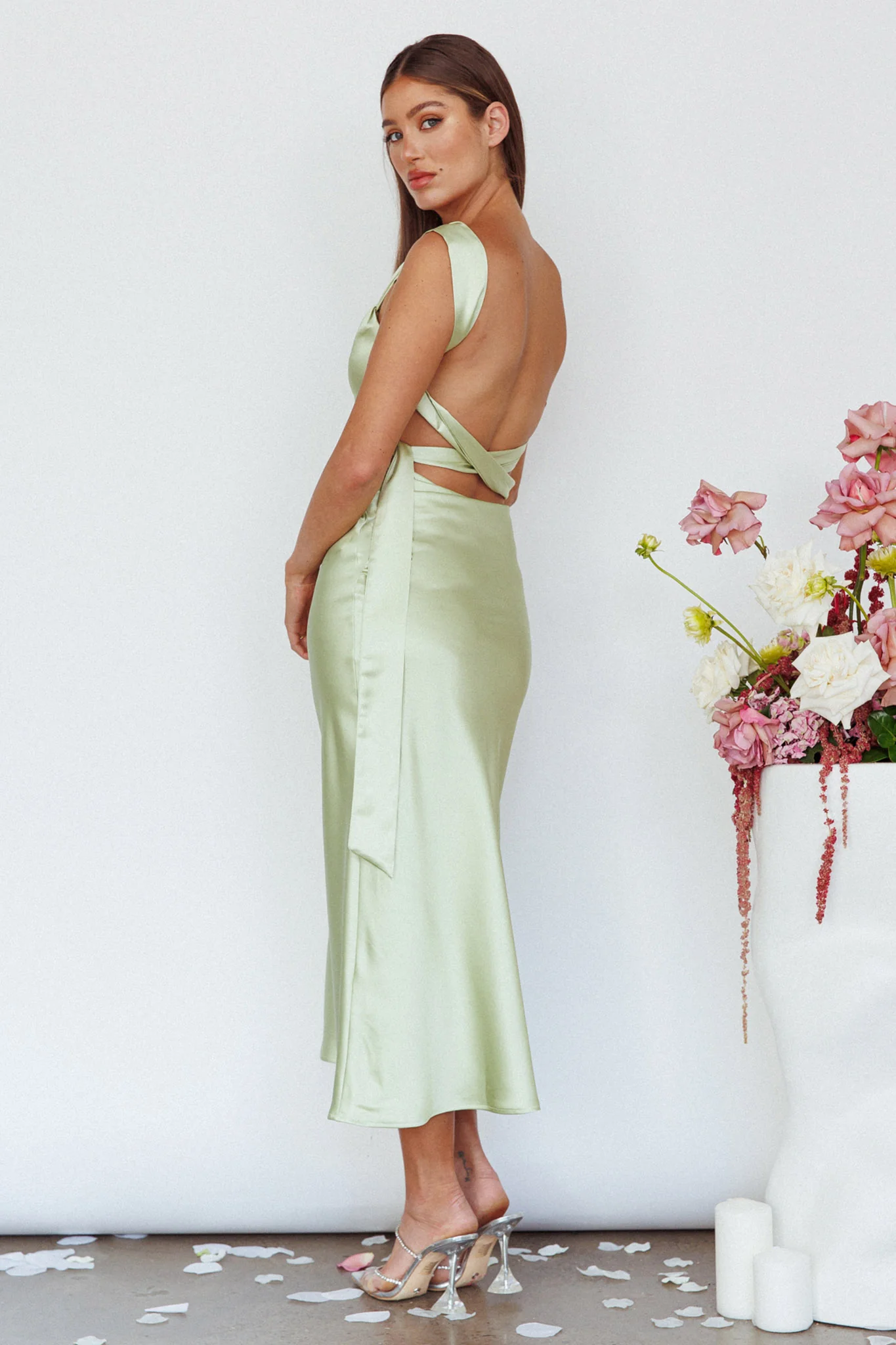 Amielle Open Back Midi Dress Mint - Sonourner