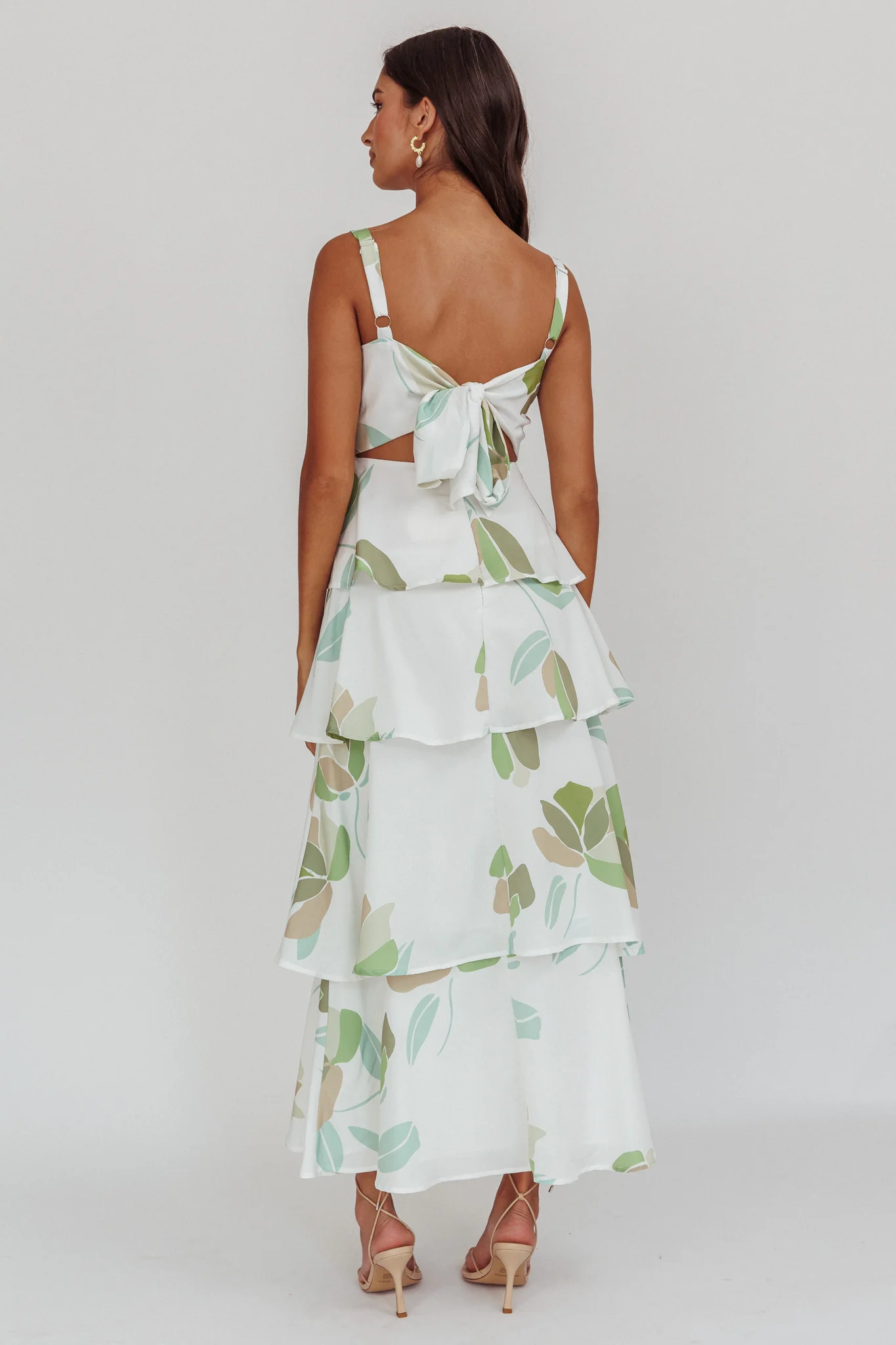 Provence Bloom Tiered Floral Maxi Dress Green - Sonourner