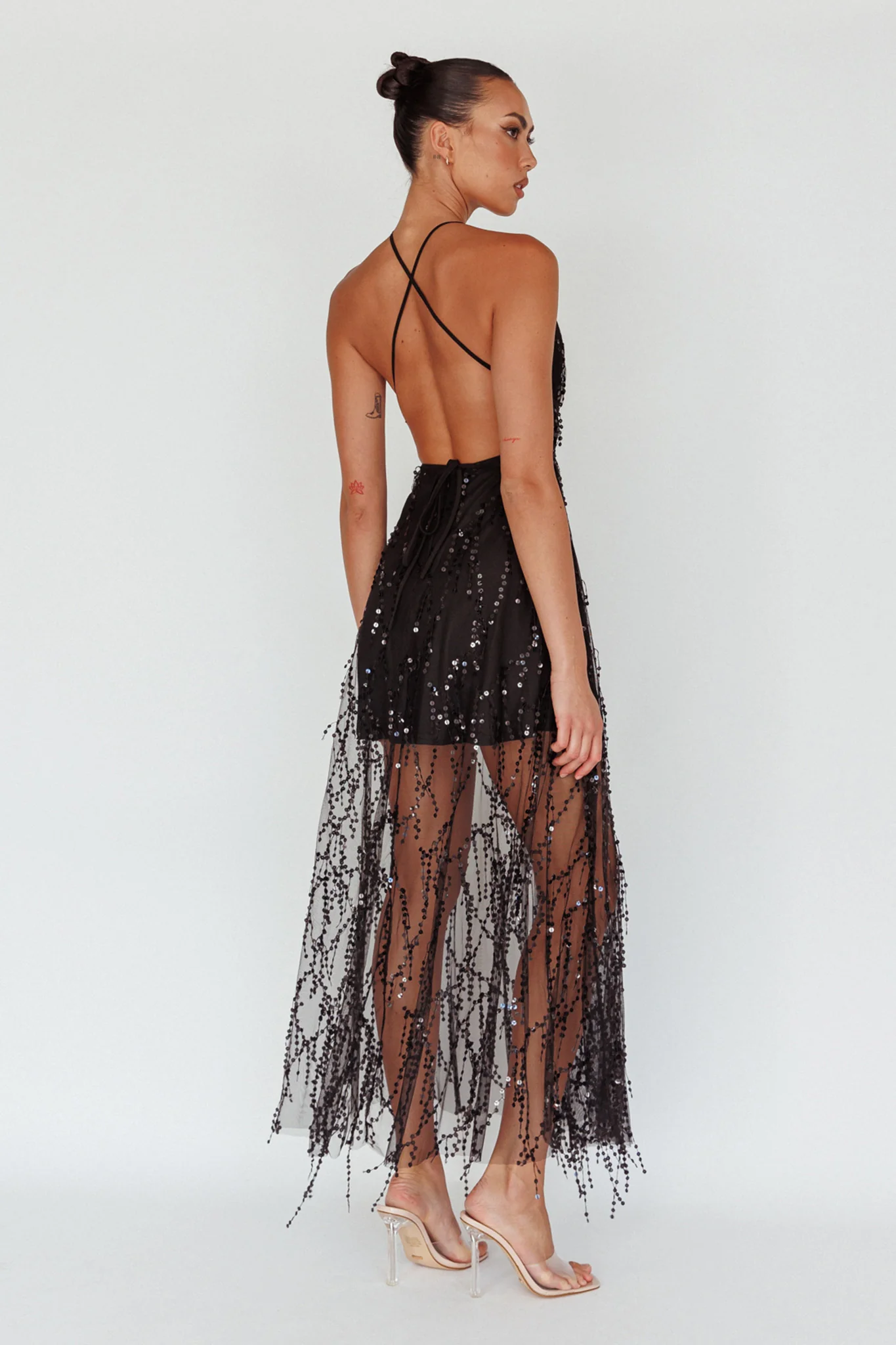 Tiara Sequin Maxi Dress Black - Sonourner