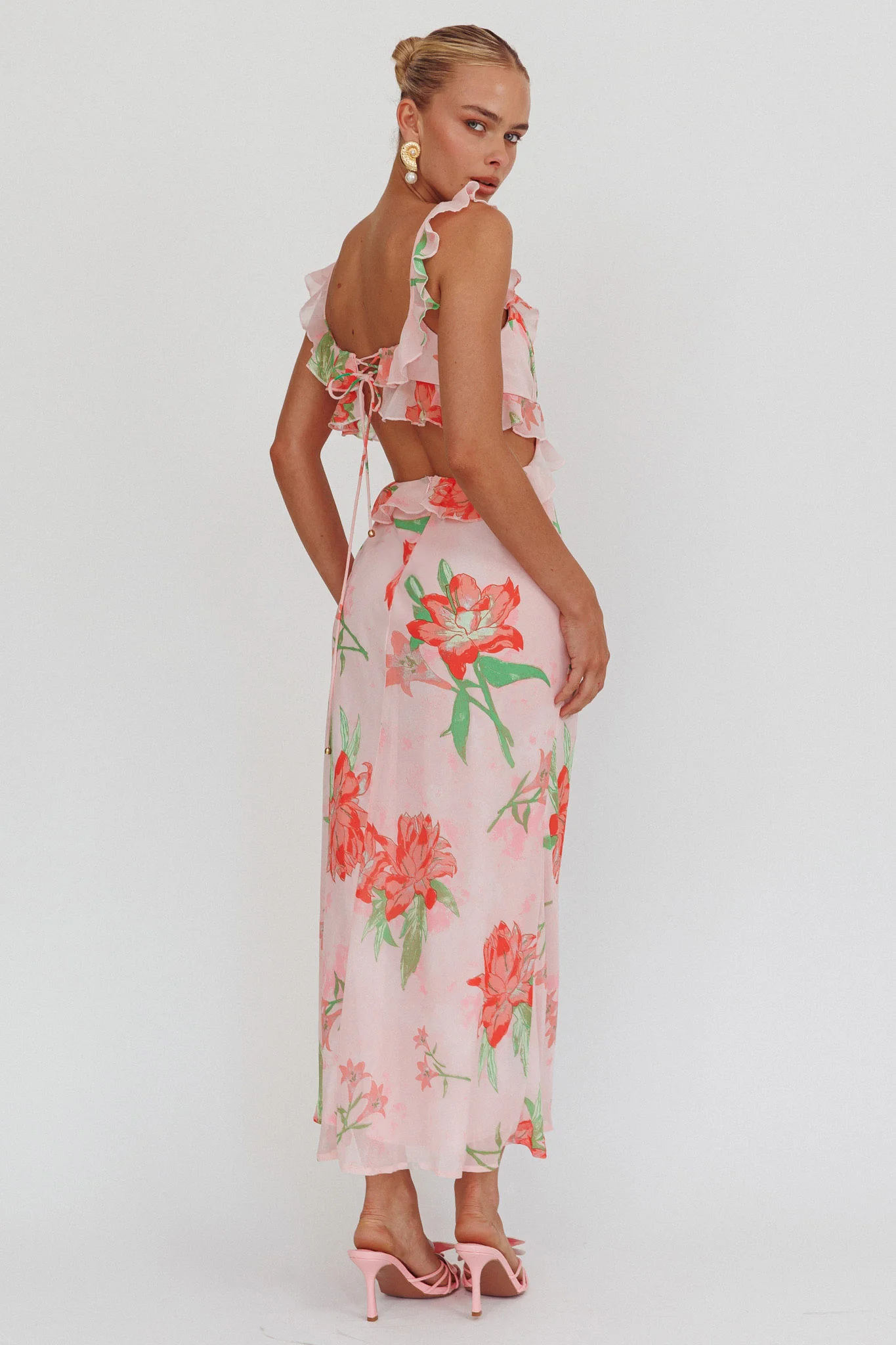 Second Chances Ruffle Trim Maxi Dress Lily Orange - Sonourner