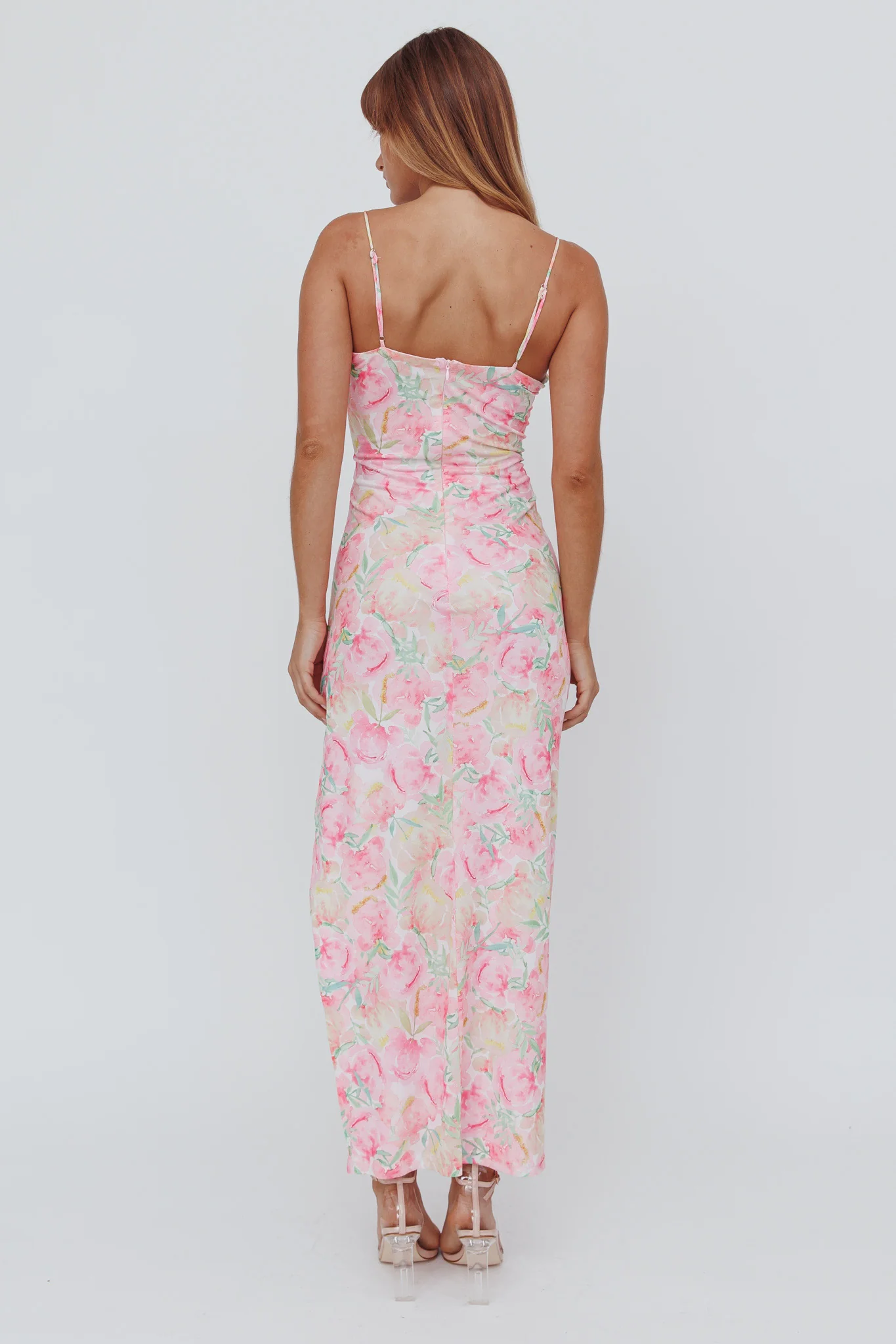 Catriona Split Ruffle Midi Dress Floral Yellow - Sonourner