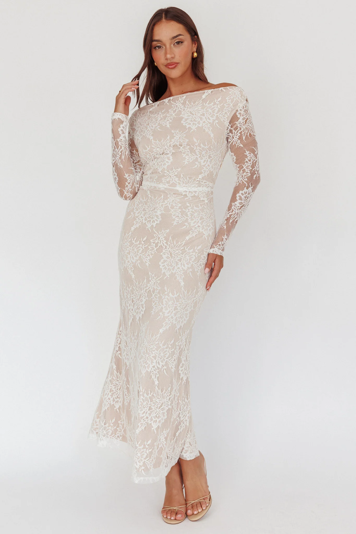 Loveland Off-Shoulder Lace Maxi Dress White - Sonourner