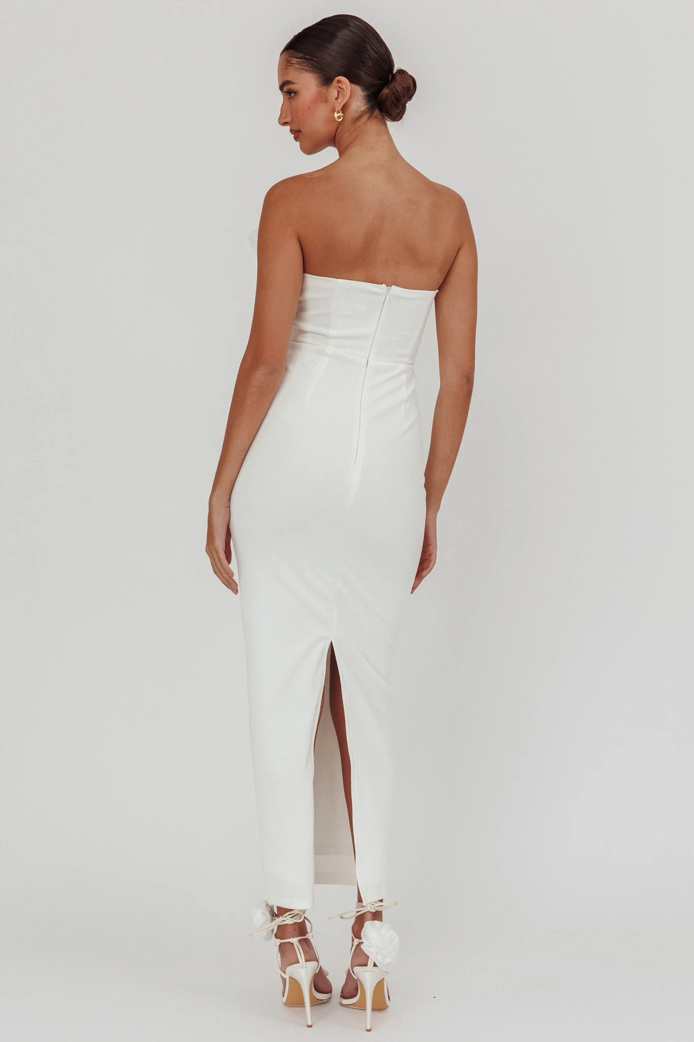 Karaline Strapless Bust Accent Maxi Dress White - Sonourner