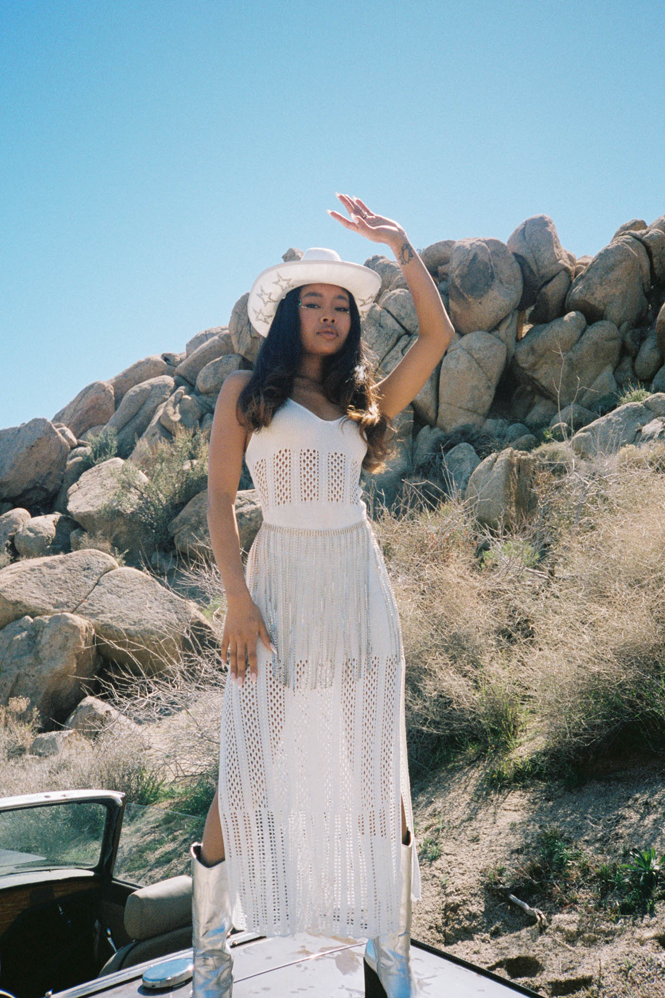 Majorca Sun Crochet Knit Maxi Dress White - Sonourner