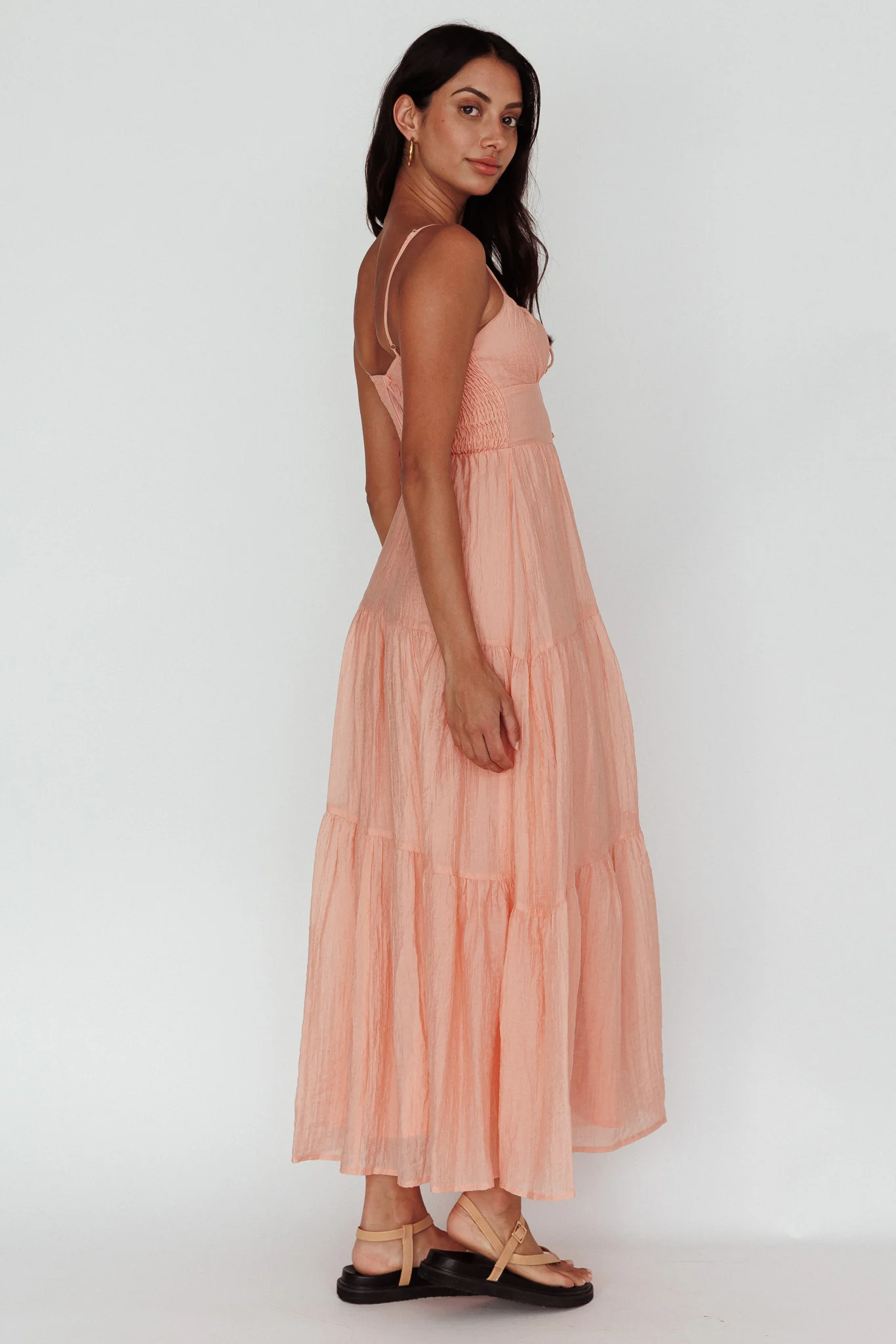 Doe Tie Bust Maxi Dress Apricot - Sonourner