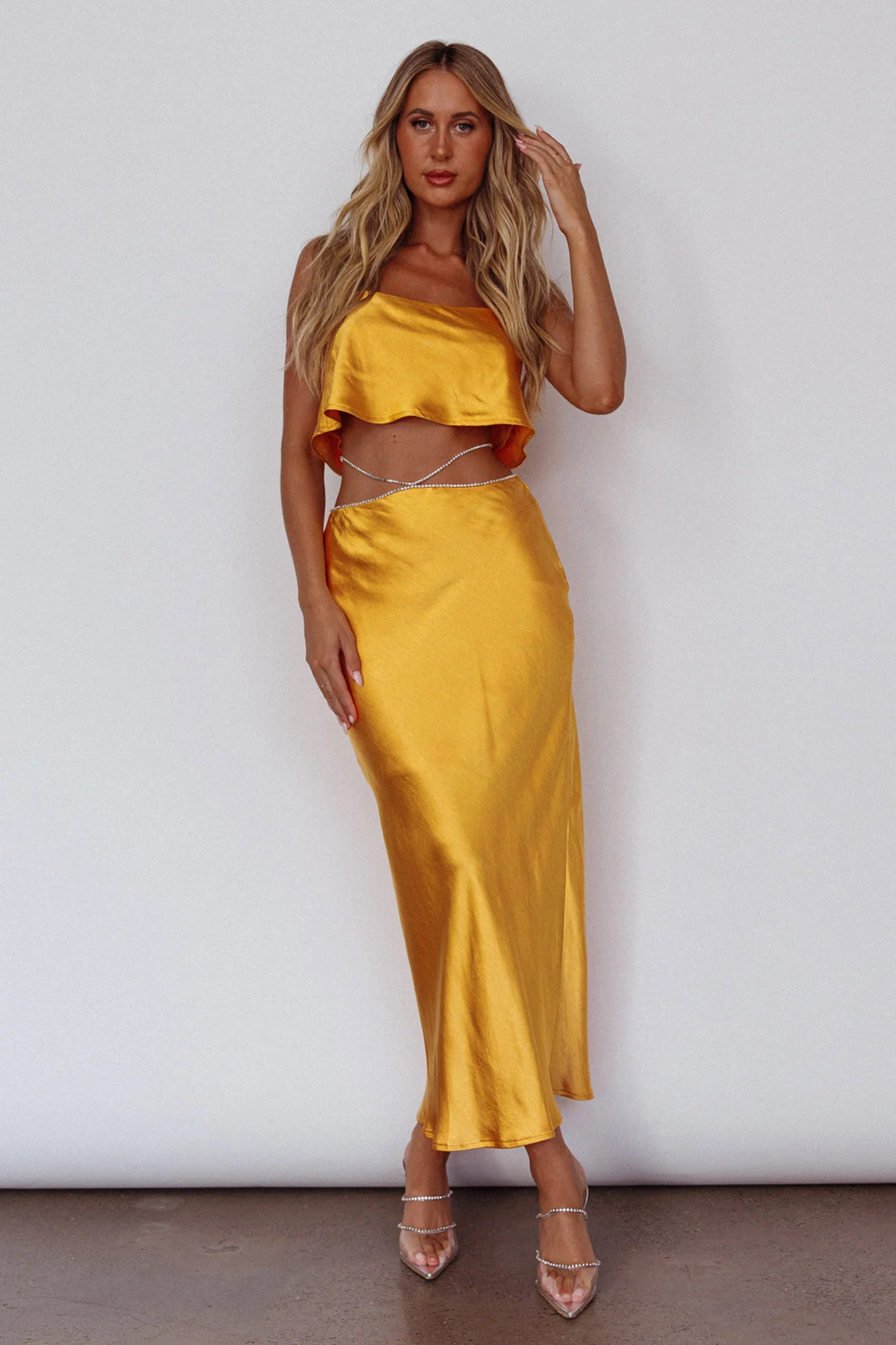 Tahni Diamante Chain Maxi Skirt Mango - Sonourner