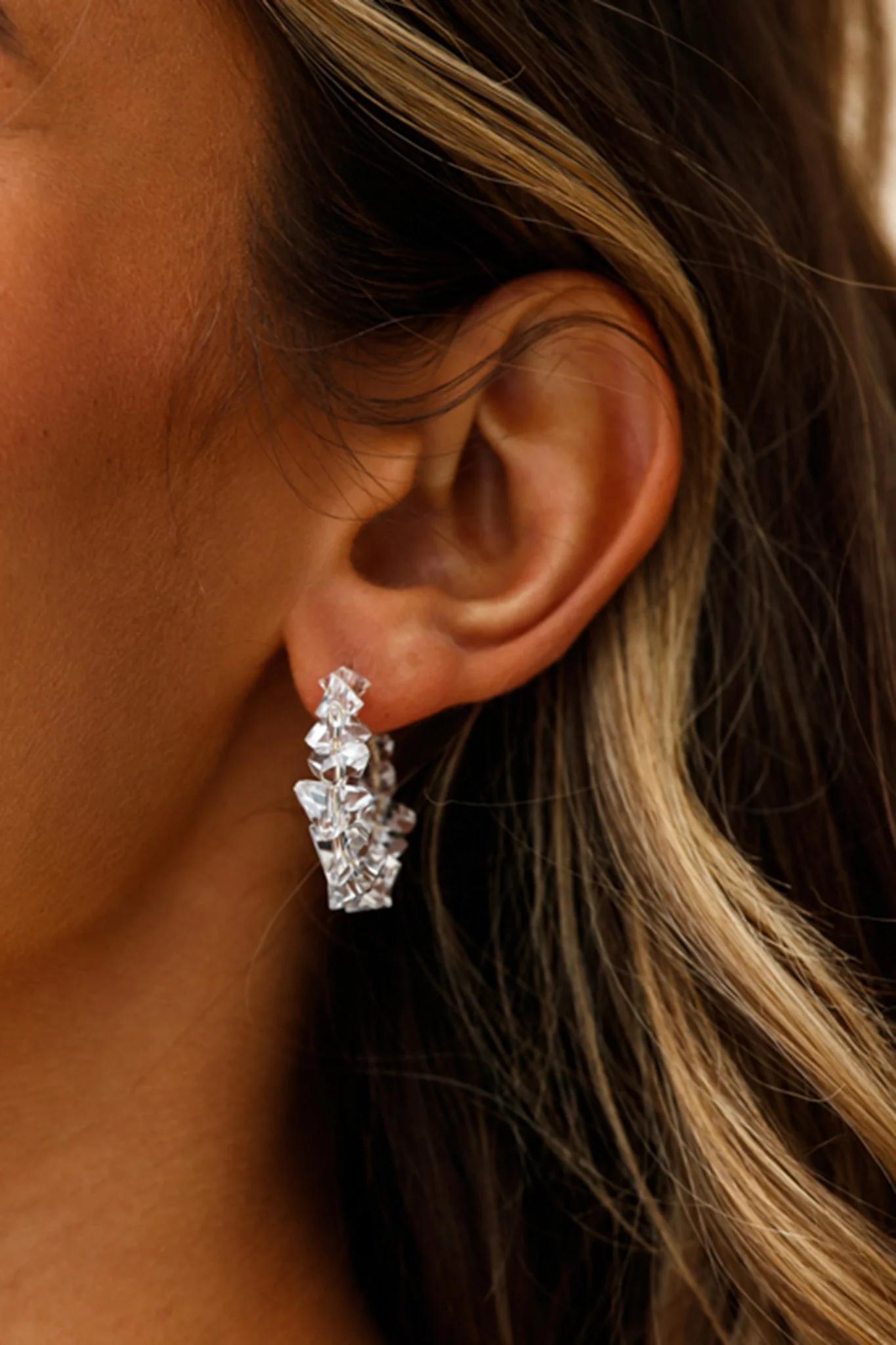 Hartley Clear Polished Stone Hoop Earrings - Sonourner