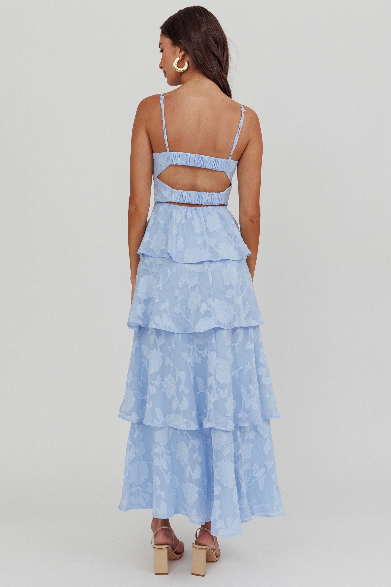 Provence Bloom Tiered Maxi Dress Blue - Sonourner
