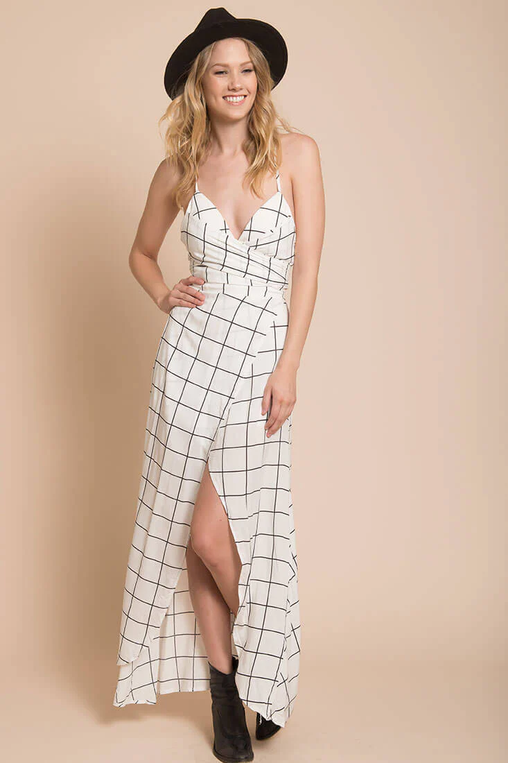 Riva Bodycon Maxi Dress White Print - Sonourner
