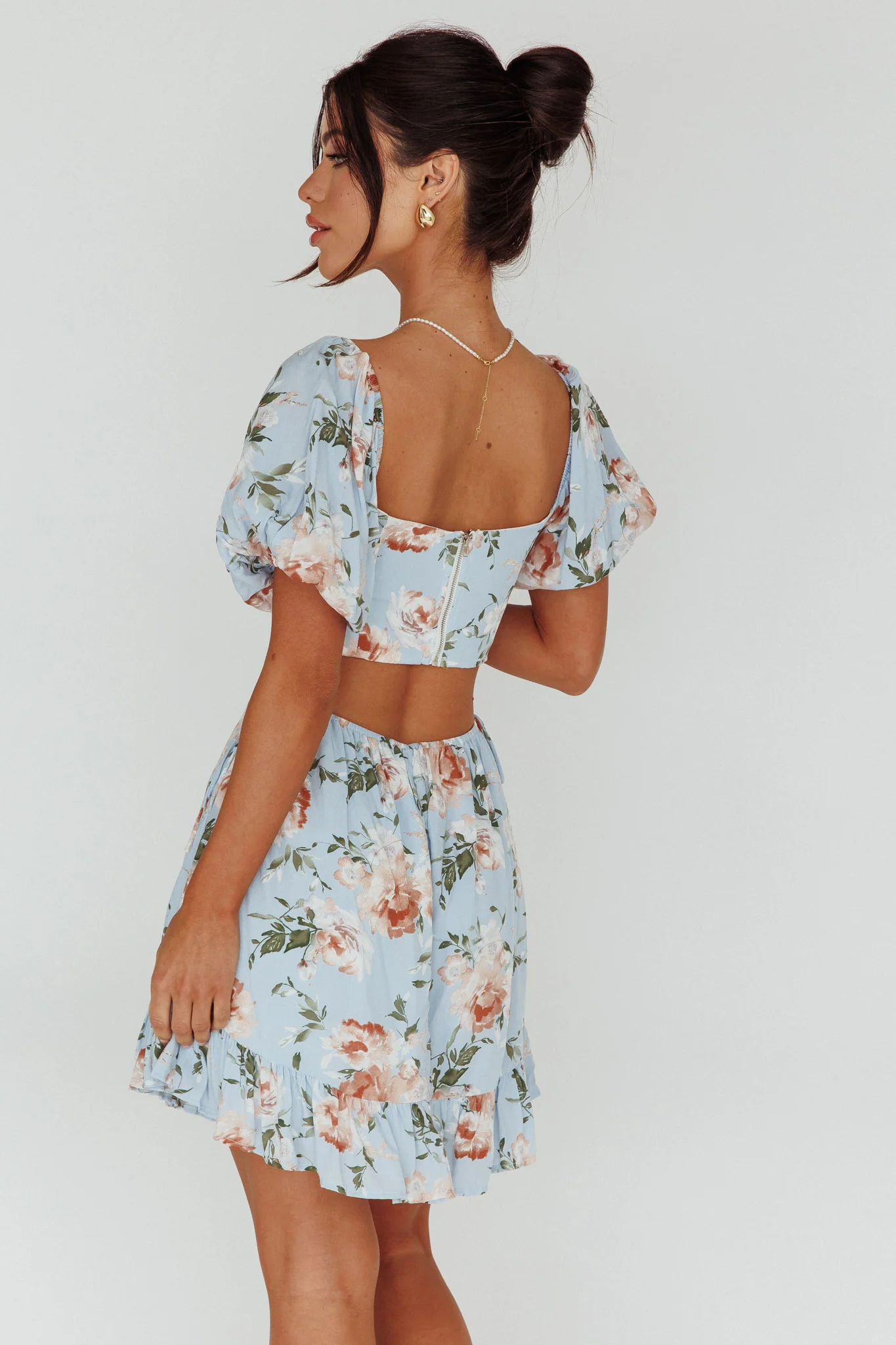 Sweet Romance Cut-Out Mini Dress Blue - Sonourner