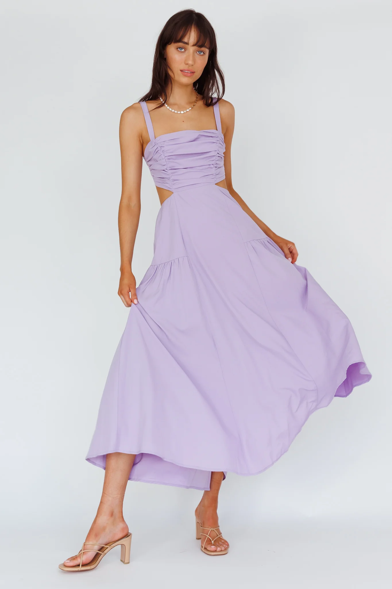 Kassi Gathered Bodice Maxi Dress Lilac - Sonourner