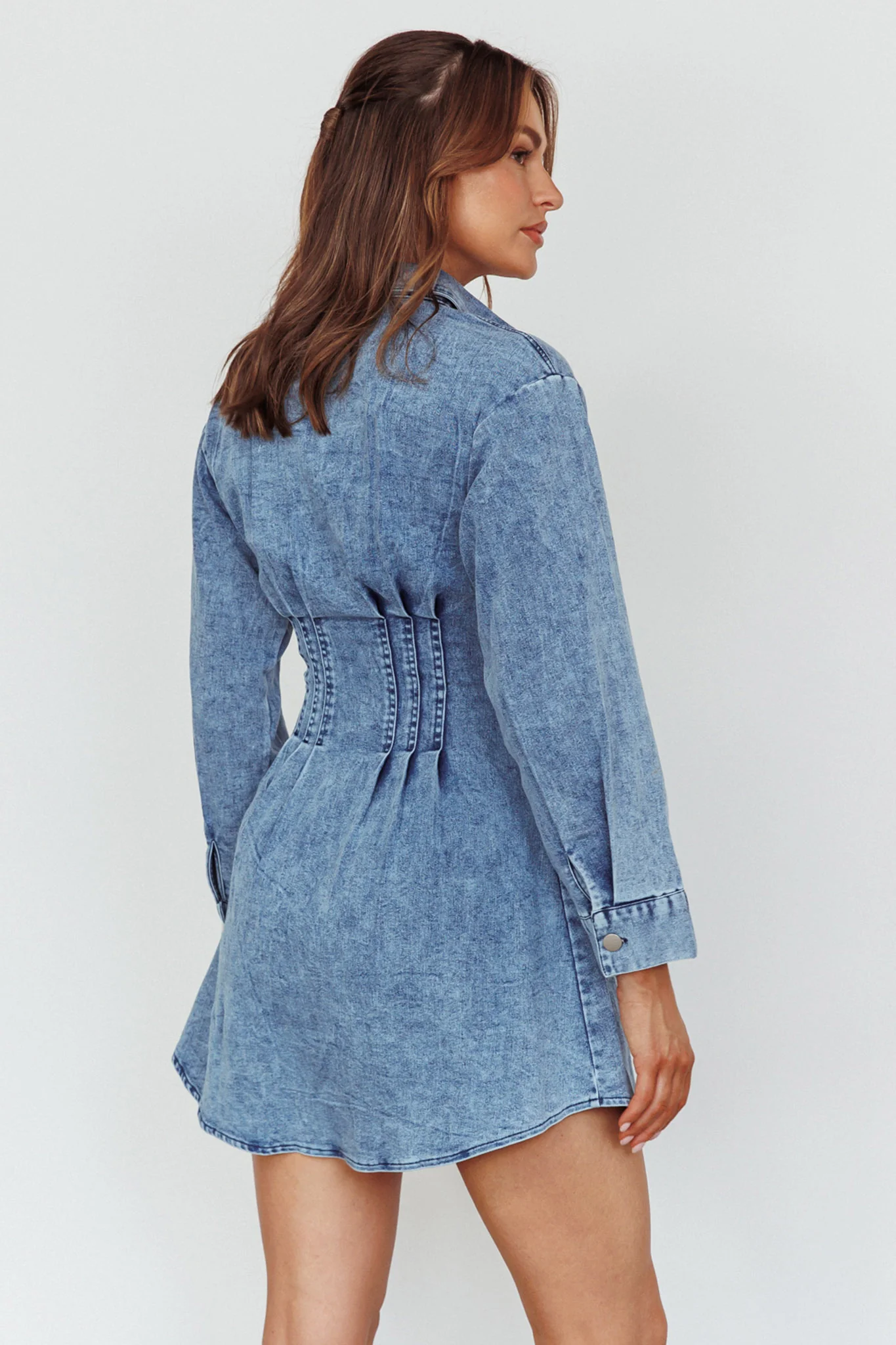 Zurich Long Sleeve Mini Dress Blue - Sonourner