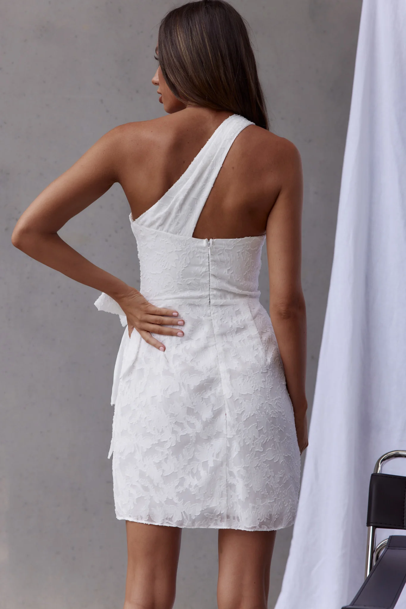 One And Only One-Shoulder Wrap Dress White - Sonourner