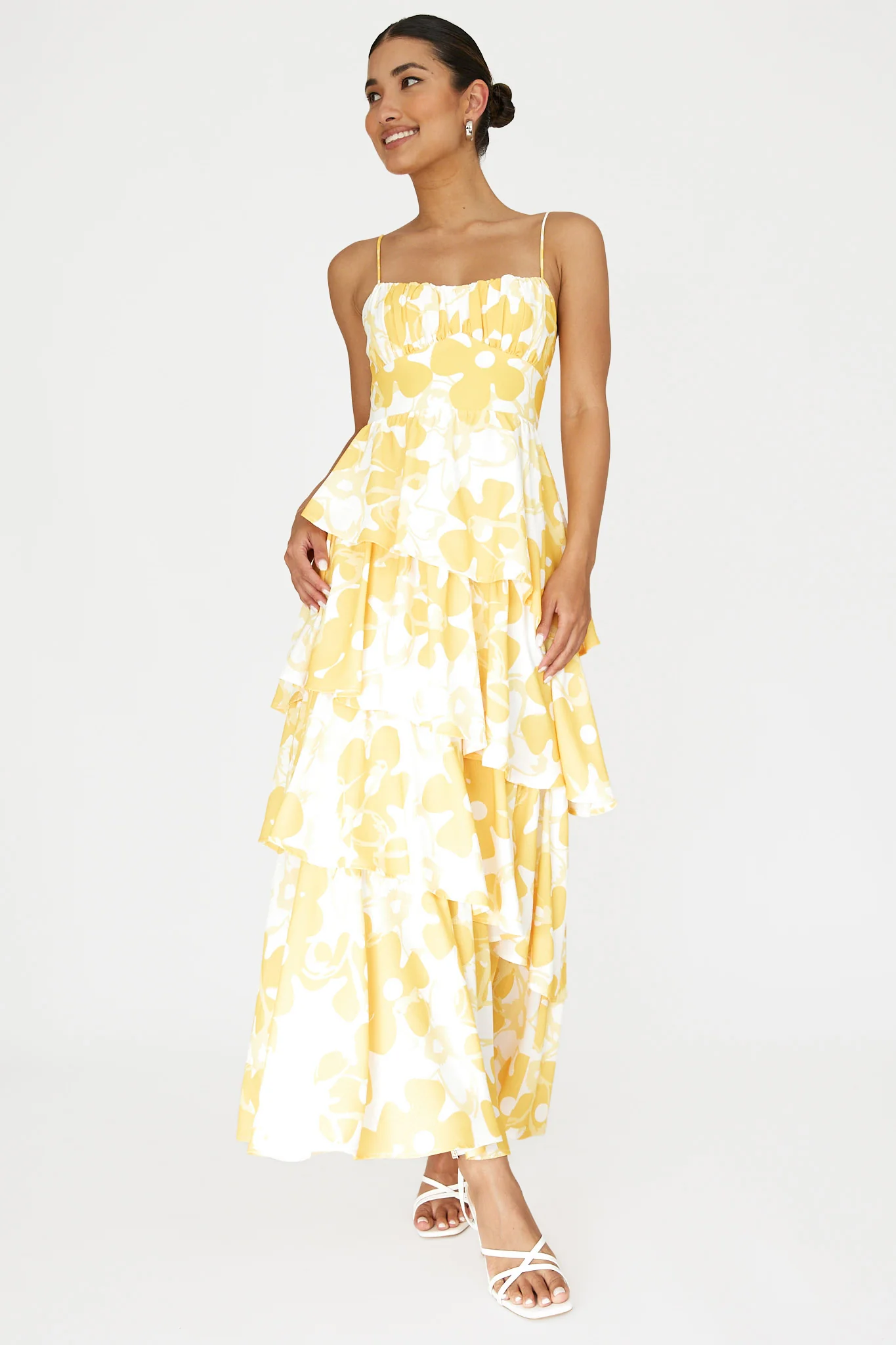 Hopeful Tiered Layered Maxi Dress Yellow - Sonourner