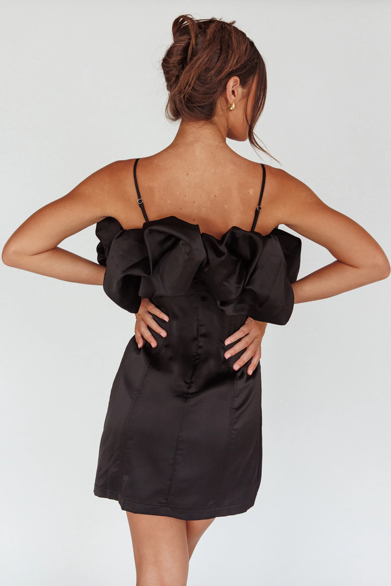 All The Drama Bubble Neckline Mini Dress Black - Sonourner