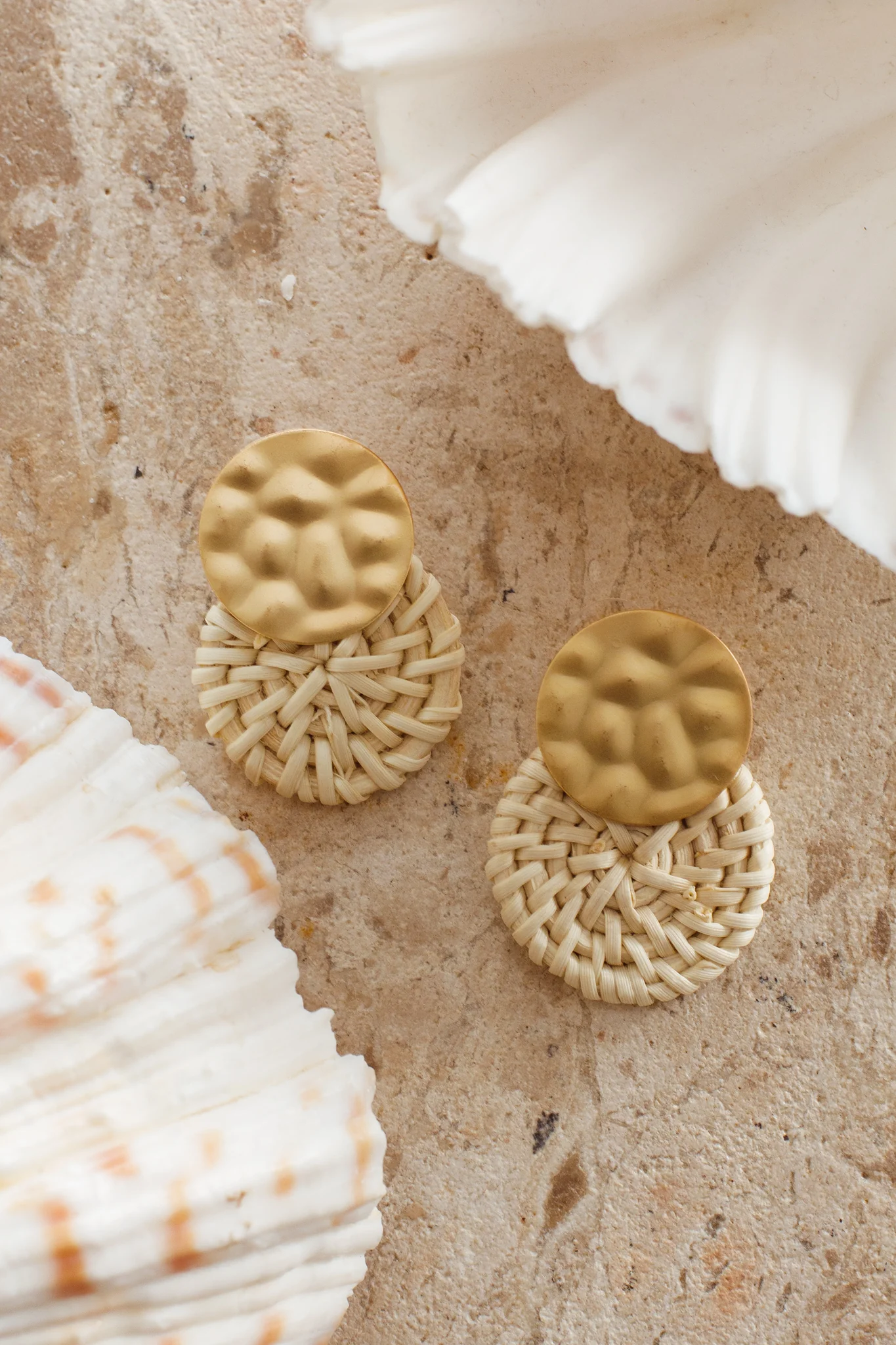 Nairobi Woven Rattan Earrings Gold - Sonourner