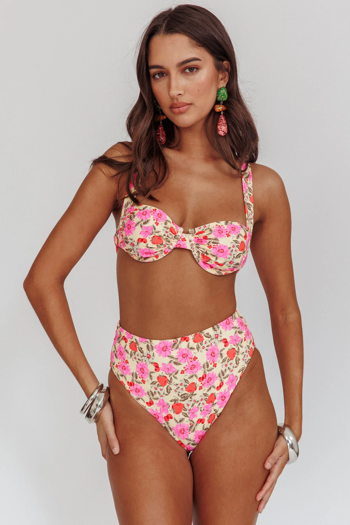 Harmonia High Waist Bikini Bottom Yellow Floral - Sonourner