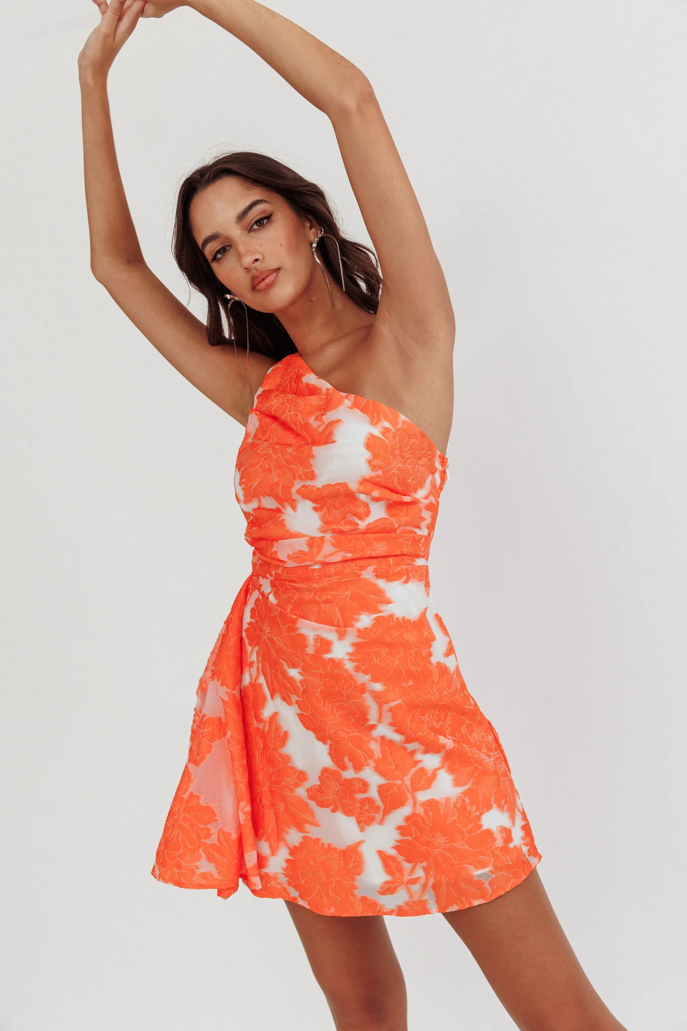 Inner Power One-Shoulder Mini Dress Orange - Sonourner