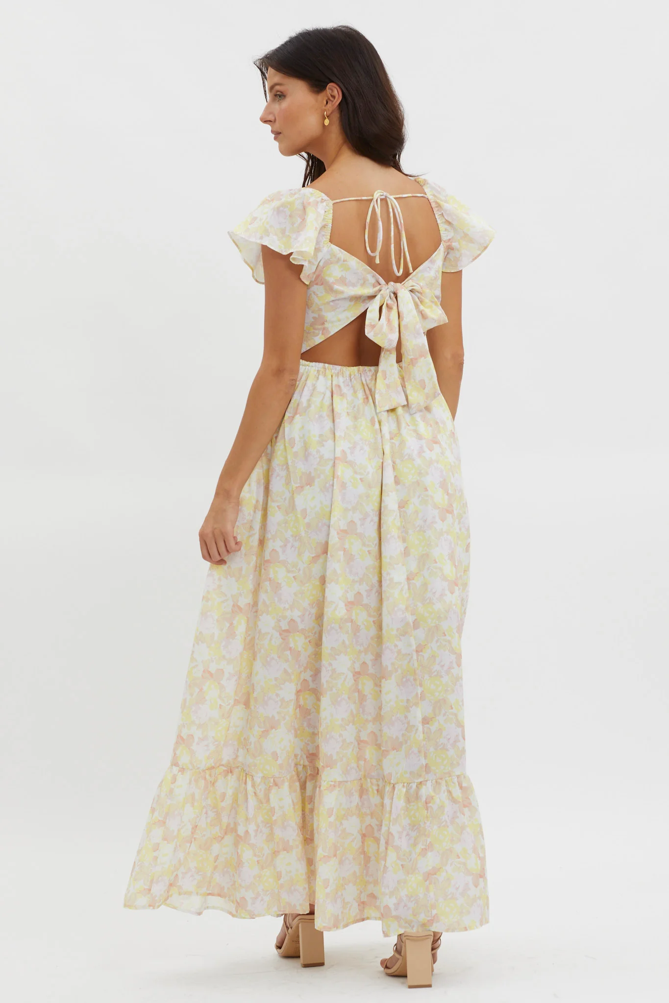 Touch The Sky Tied Back Maxi Dress Lemonade - Sonourner