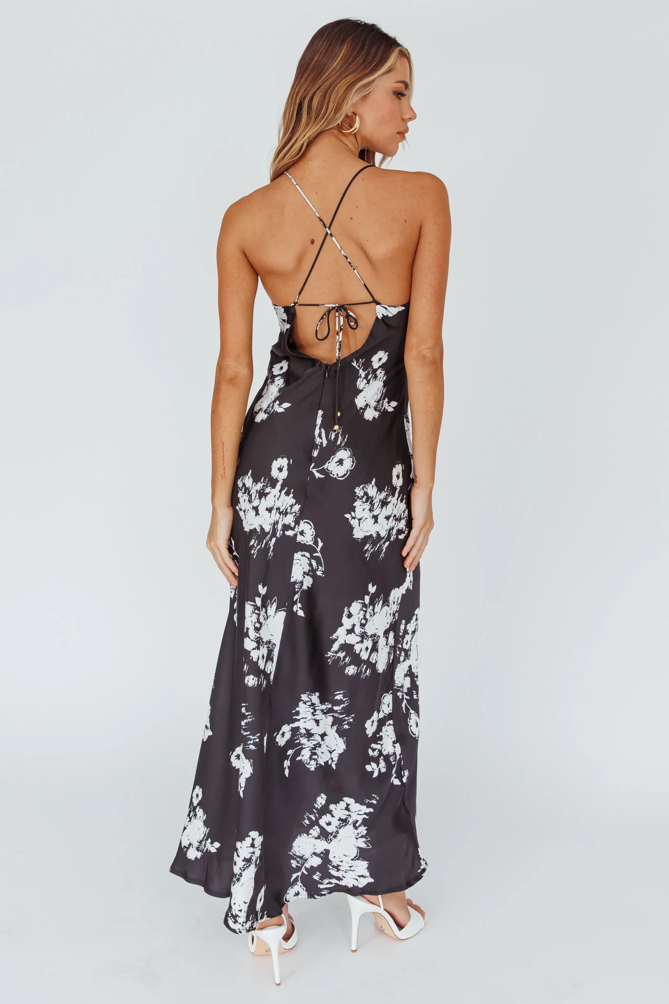 Lyndel Tied Back Slip Midi Dress Black - Sonourner