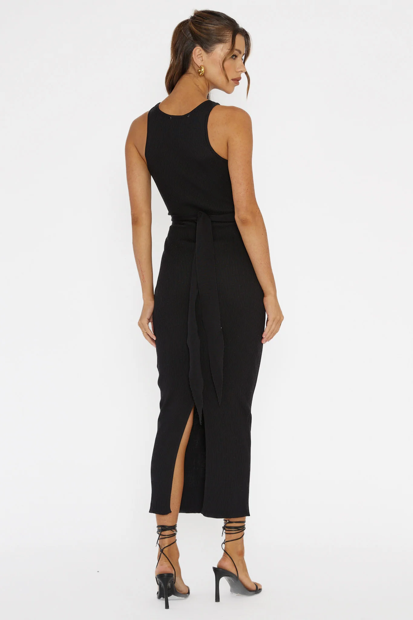 Charmed Me Ribbed Knit Midi Dress Black - Sonourner